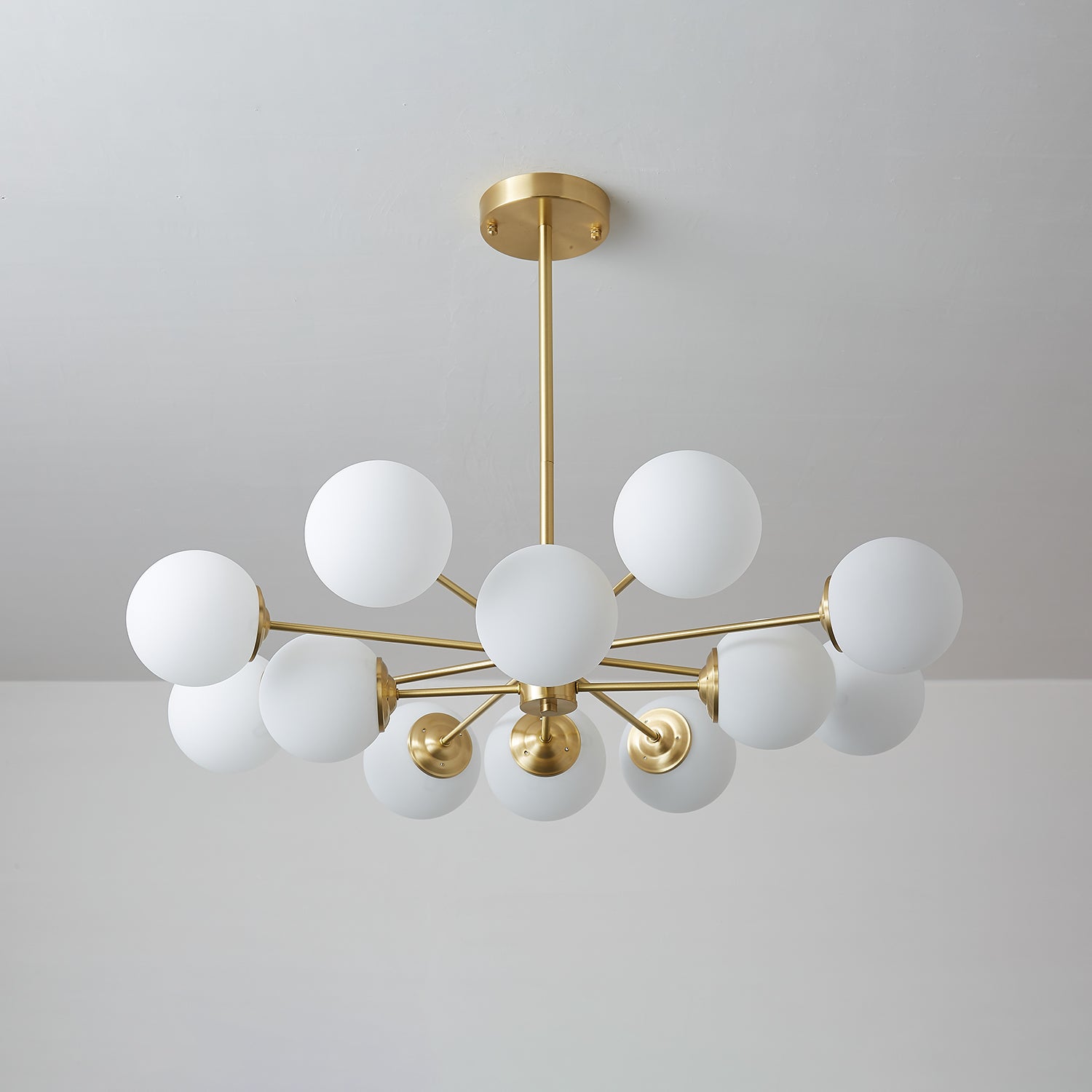 Lustra Chandelier Elysium Brass Frosted Glass Orbs-Neutral Decor