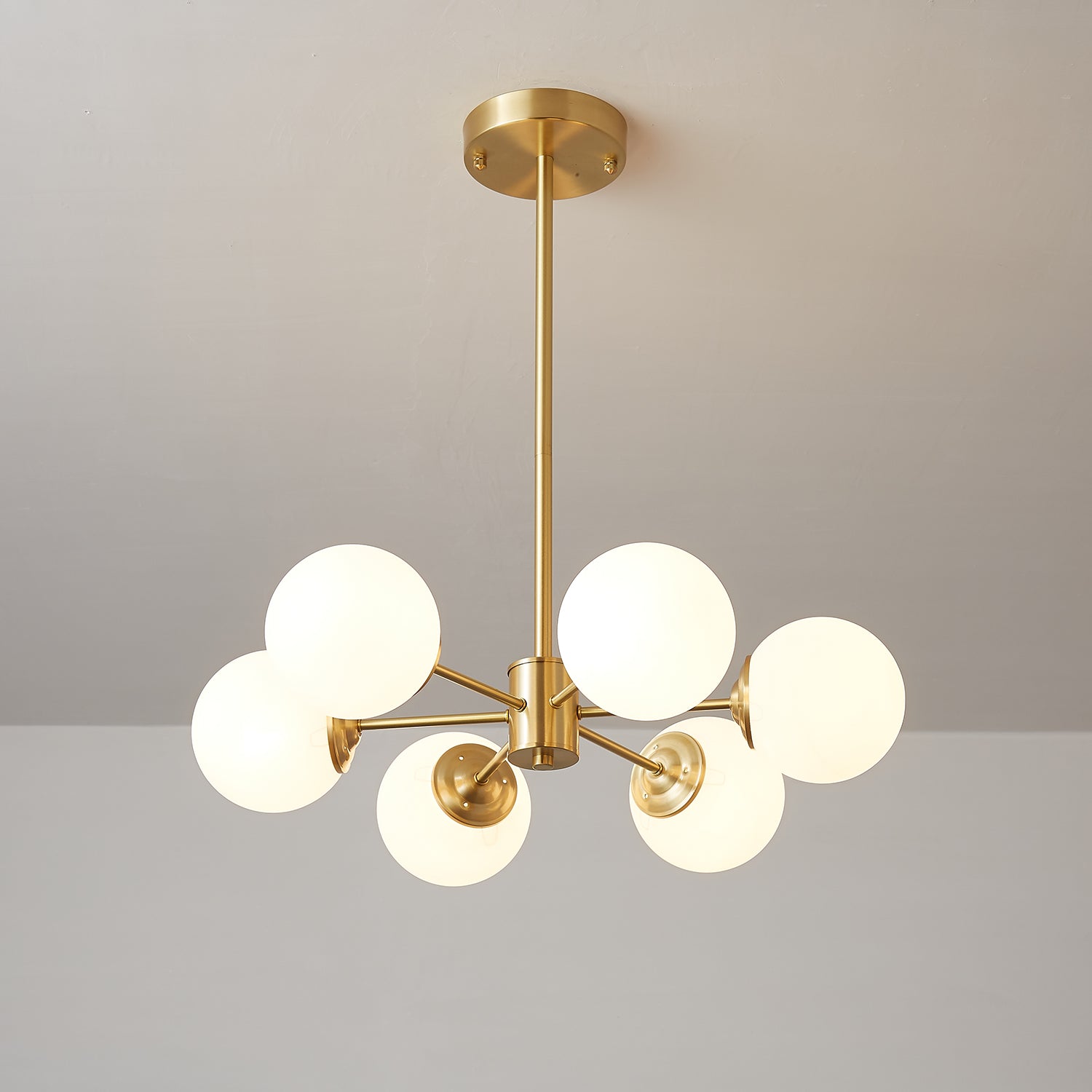 Lustra Chandelier Elysium Brass Frosted Glass Orbs-Neutral Decor
