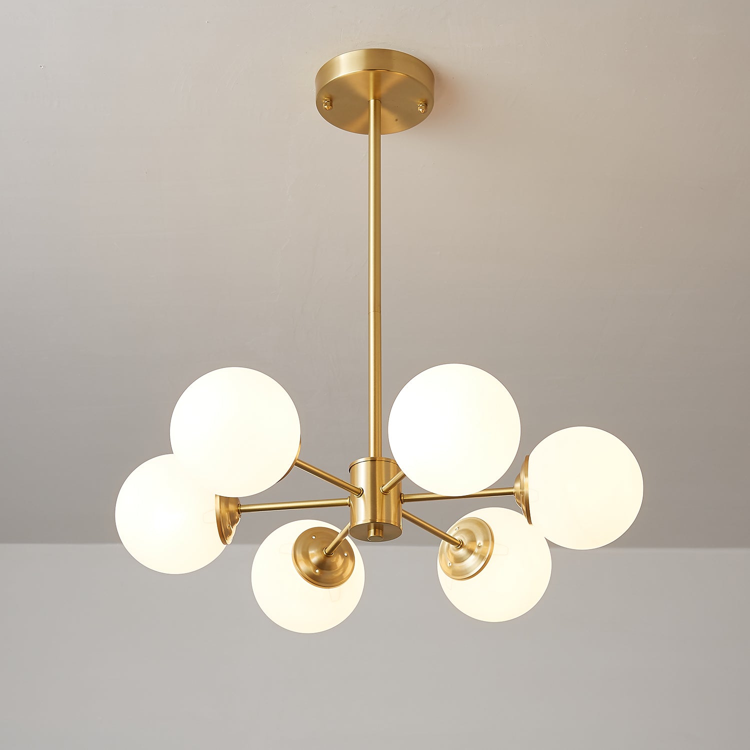 Lustra Chandelier Elysium Brass Frosted Glass Orbs-Neutral Decor