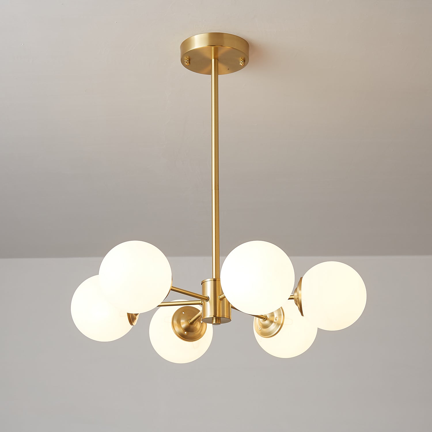 Lustra Chandelier Elysium Brass Frosted Glass Orbs-Neutral Decor