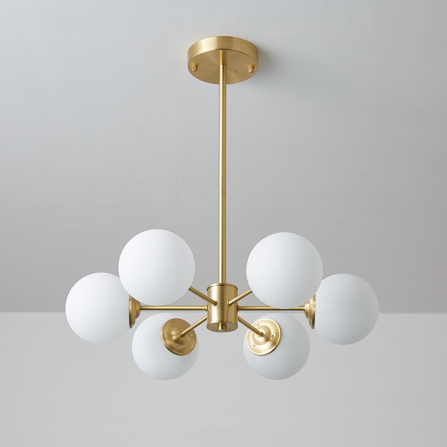 Lustra Chandelier Elysium Brass Frosted Glass Orbs-Neutral Decor