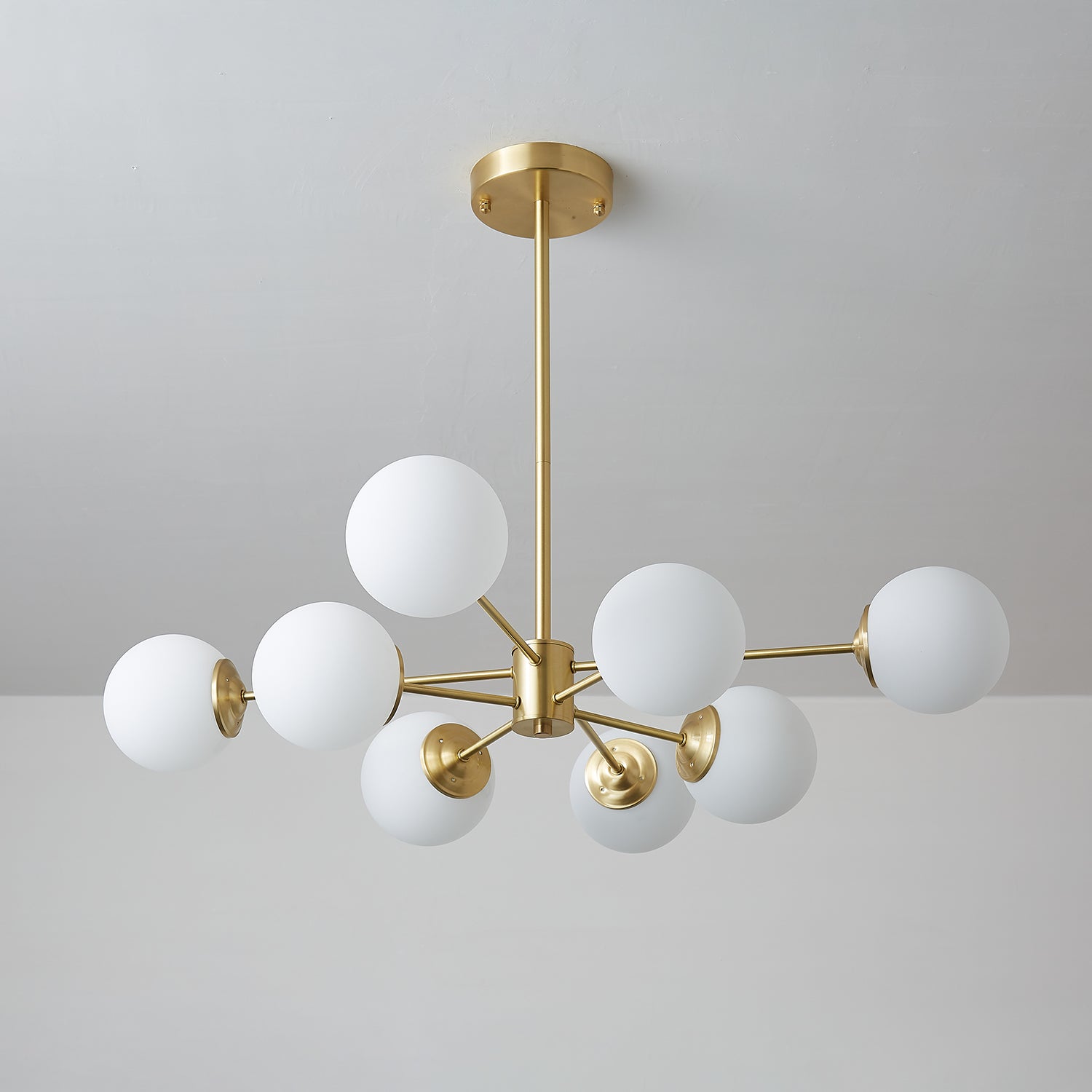 Lustra Chandelier Elysium Brass Frosted Glass Orbs-Neutral Decor