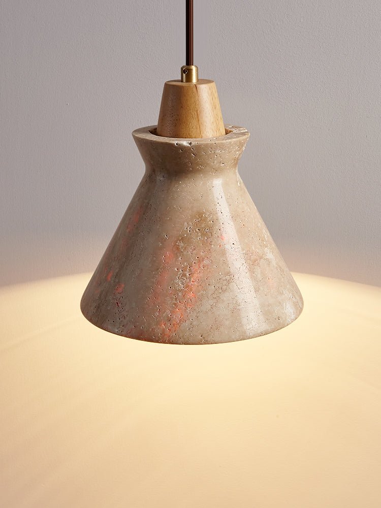 Ember Travertine Cone Pendant Lamp-Neutral Decor
