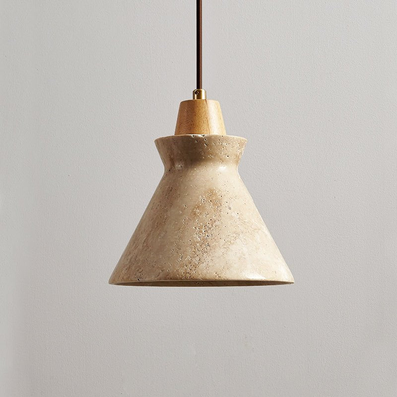 Ember Travertine Cone Pendant Lamp-Neutral Decor