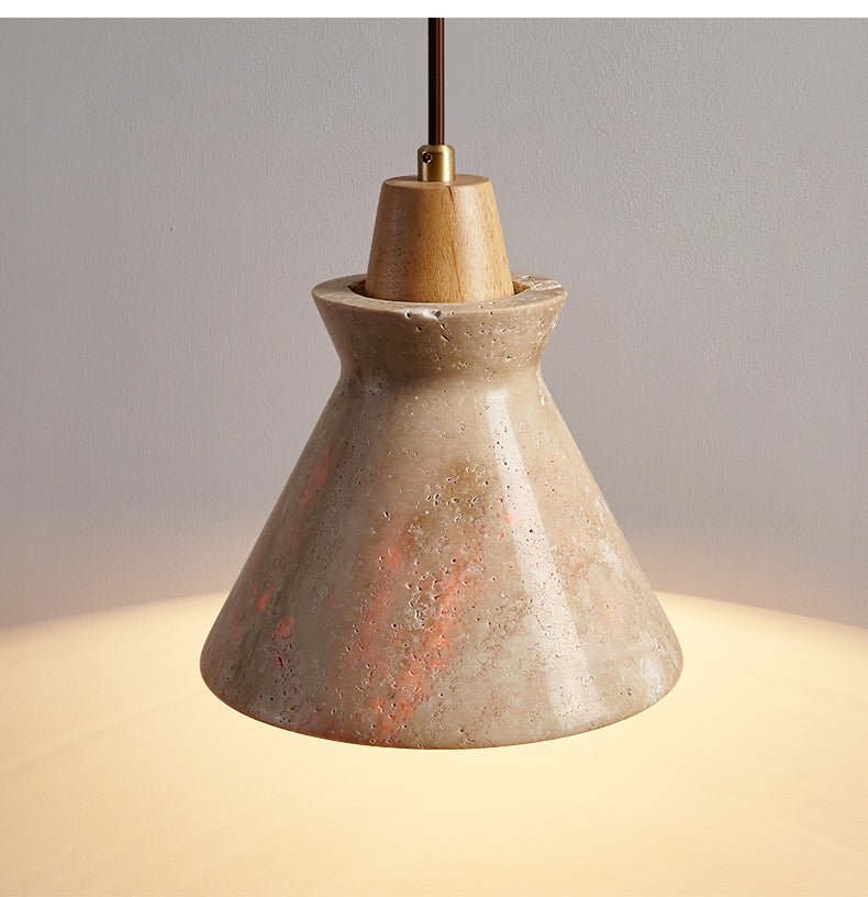Ember Travertine Cone Pendant Lamp-Neutral Decor