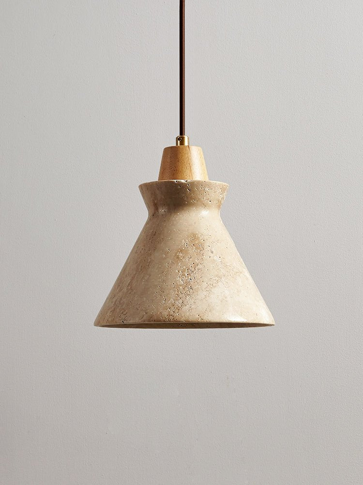 Ember Travertine Cone Pendant Lamp-Neutral Decor