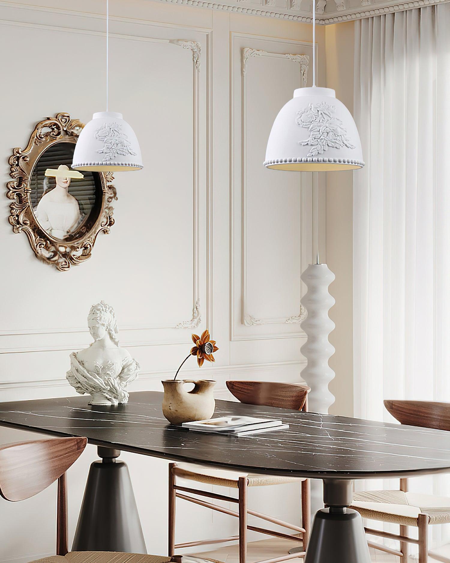 Floral Embossed Flora Pendant Lamp-Neutral Decor