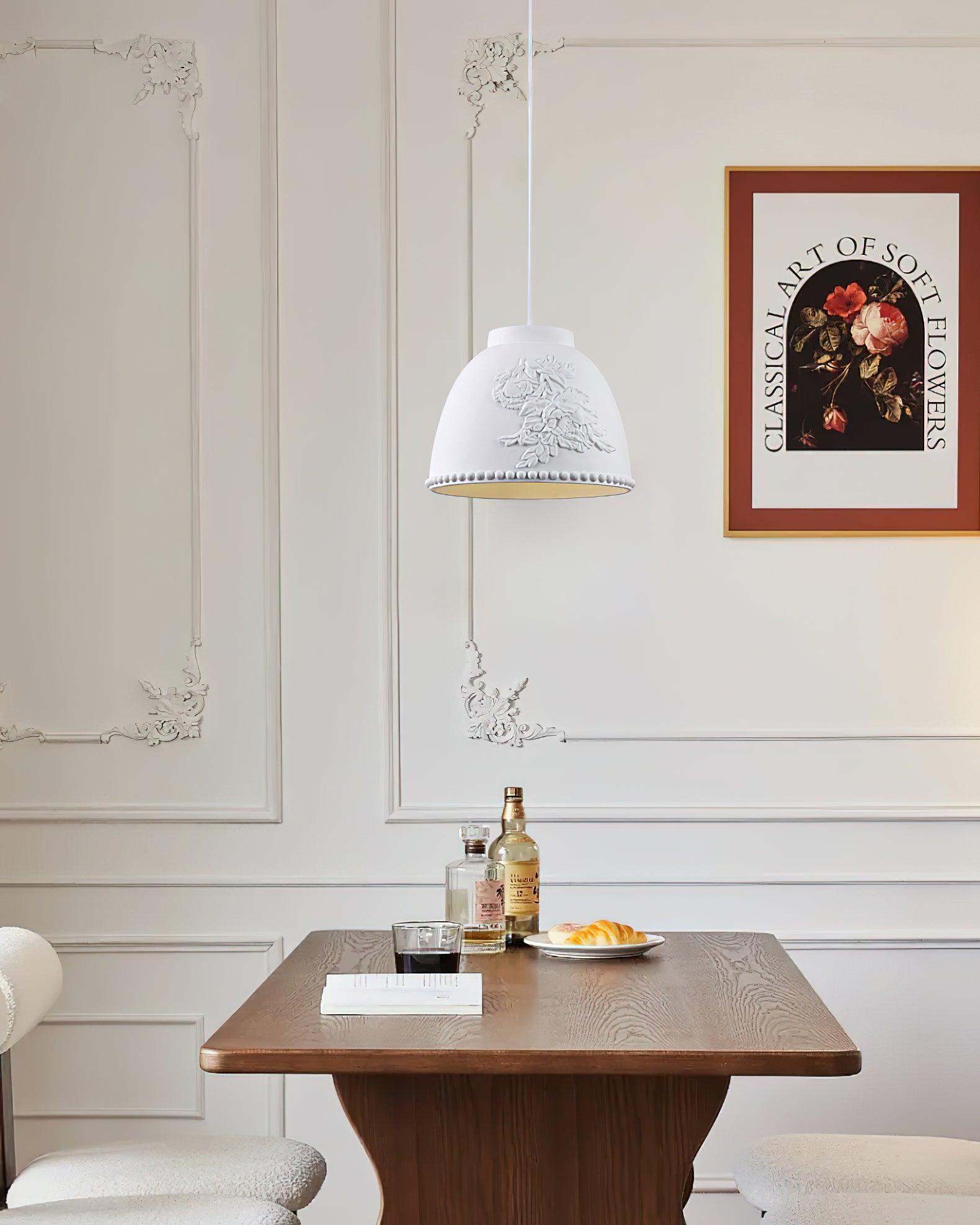 Floral Embossed Flora Pendant Lamp-Neutral Decor