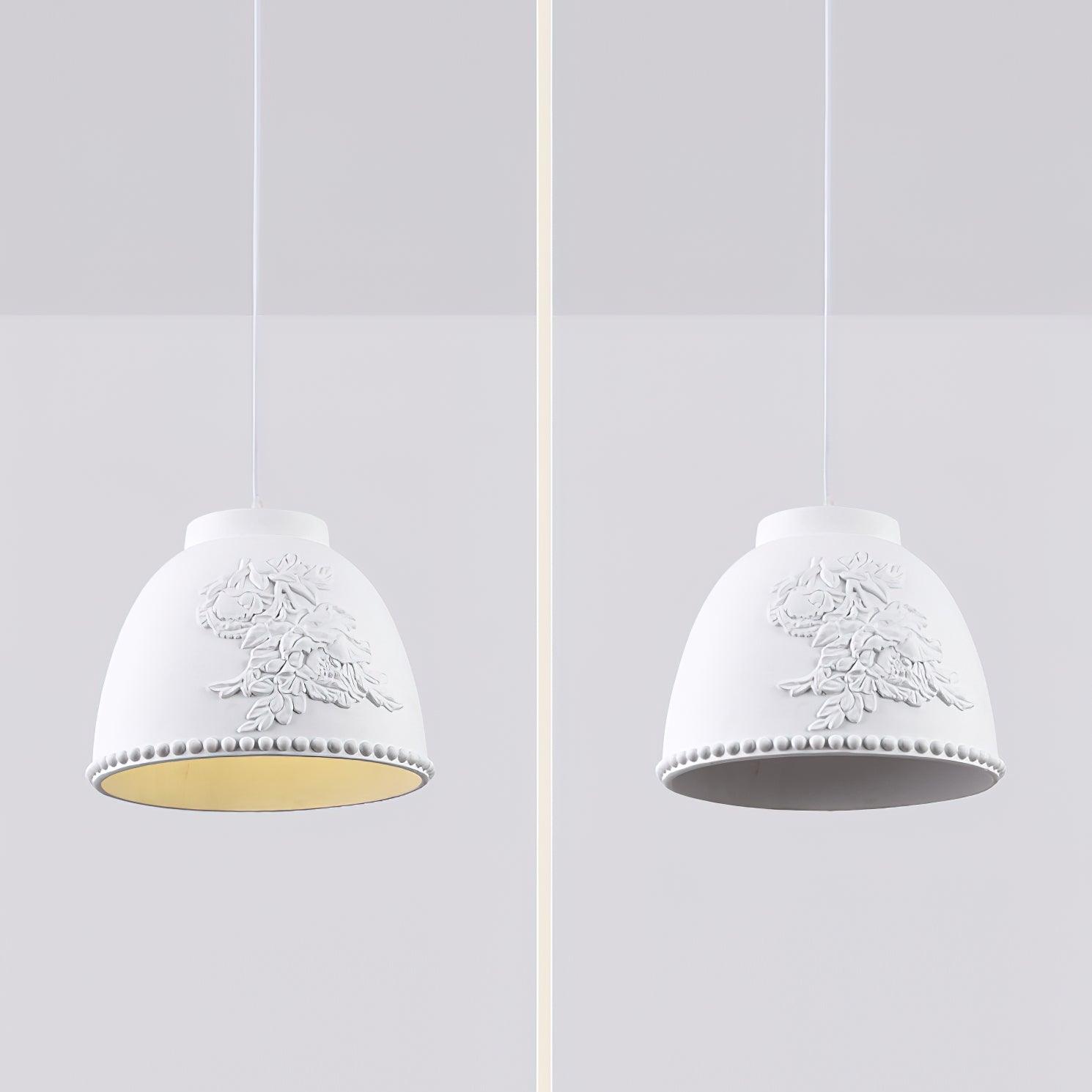 Floral Embossed Flora Pendant Lamp-Neutral Decor