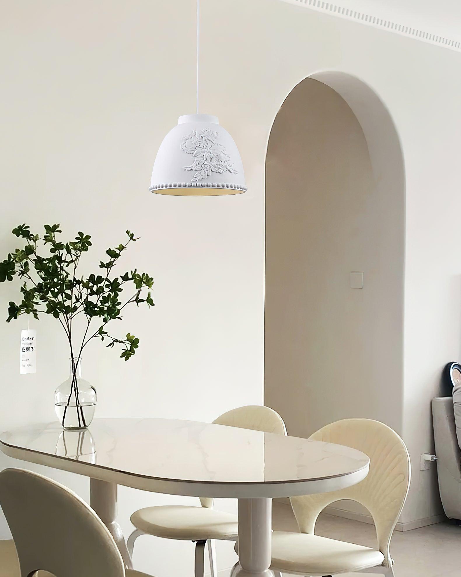 Floral Embossed Flora Pendant Lamp-Neutral Decor