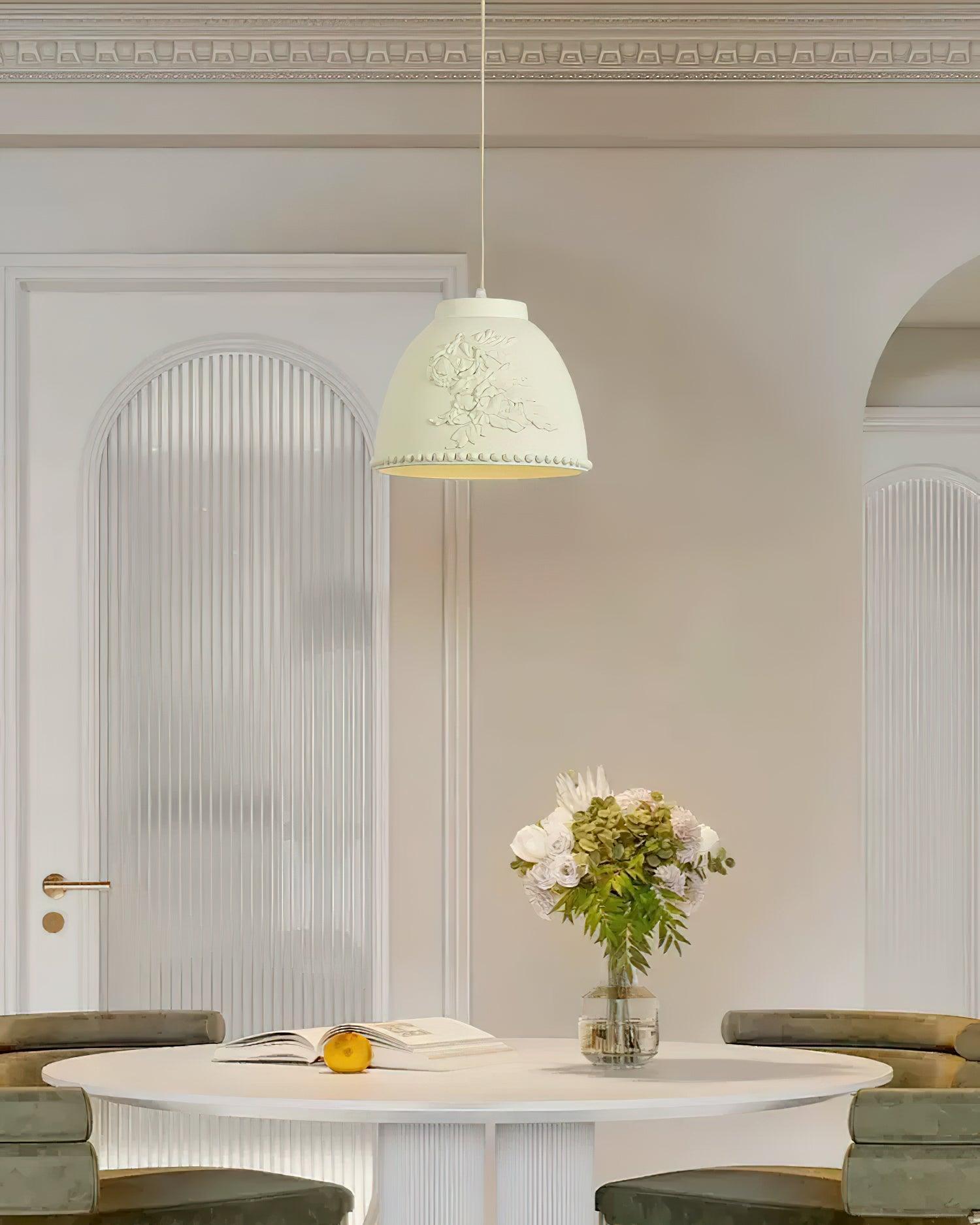 Floral Embossed Flora Pendant Lamp-Neutral Decor