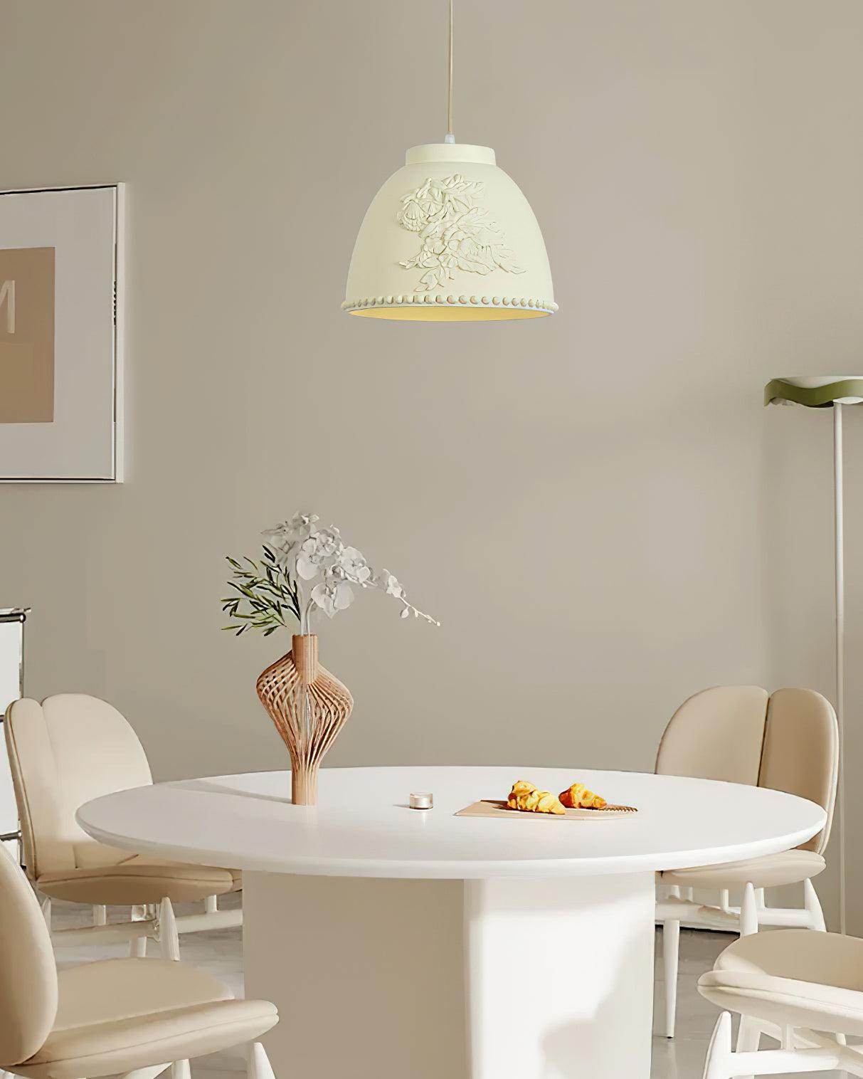 Floral Embossed Flora Pendant Lamp-Neutral Decor