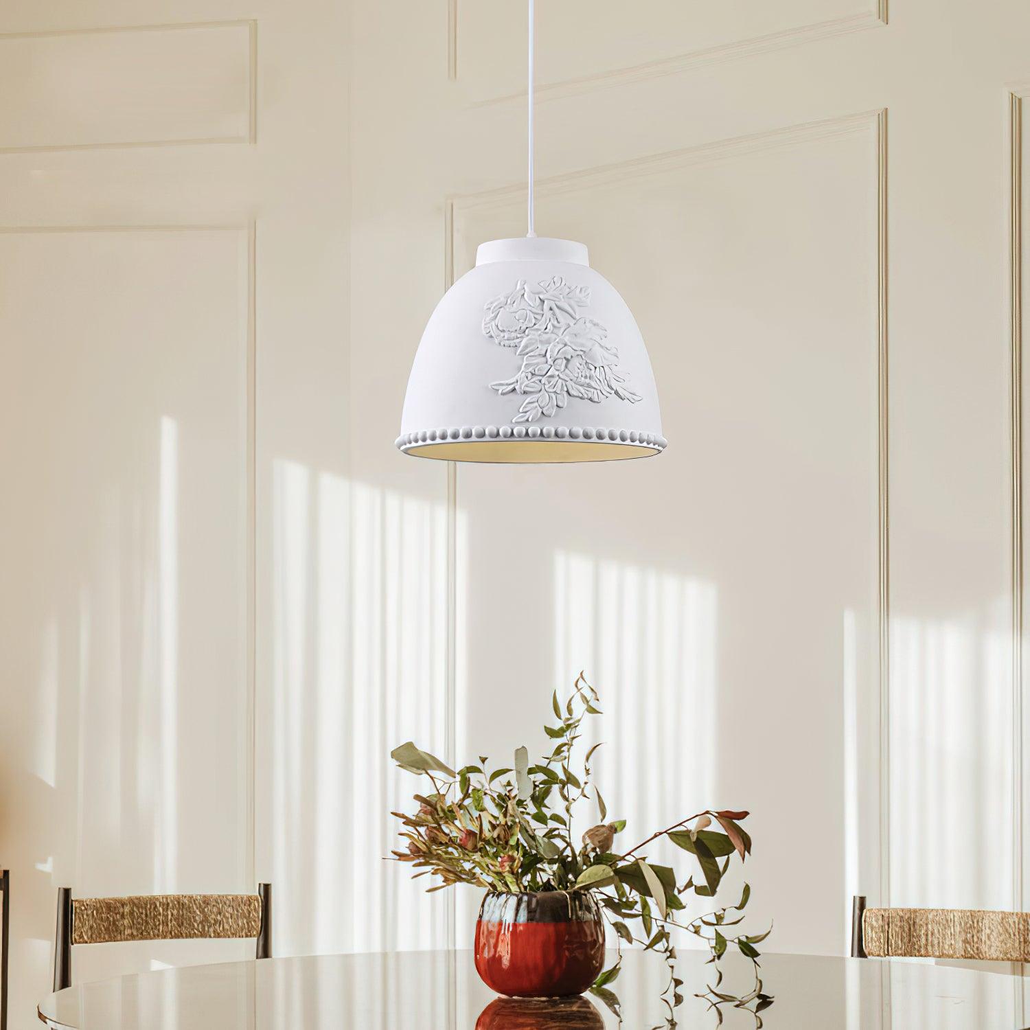 Floral Embossed Flora Pendant Lamp-Neutral Decor