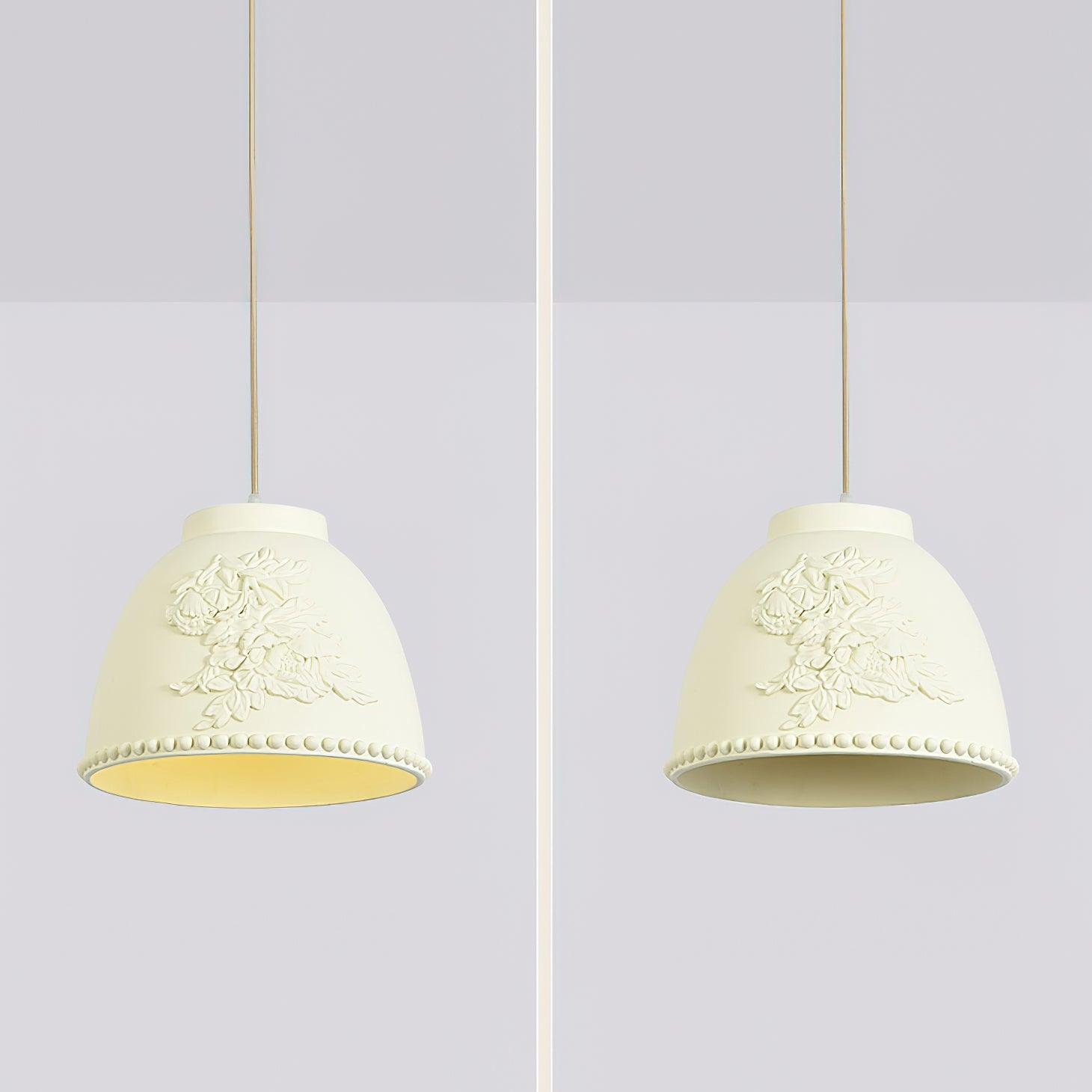 Floral Embossed Flora Pendant Lamp-Neutral Decor