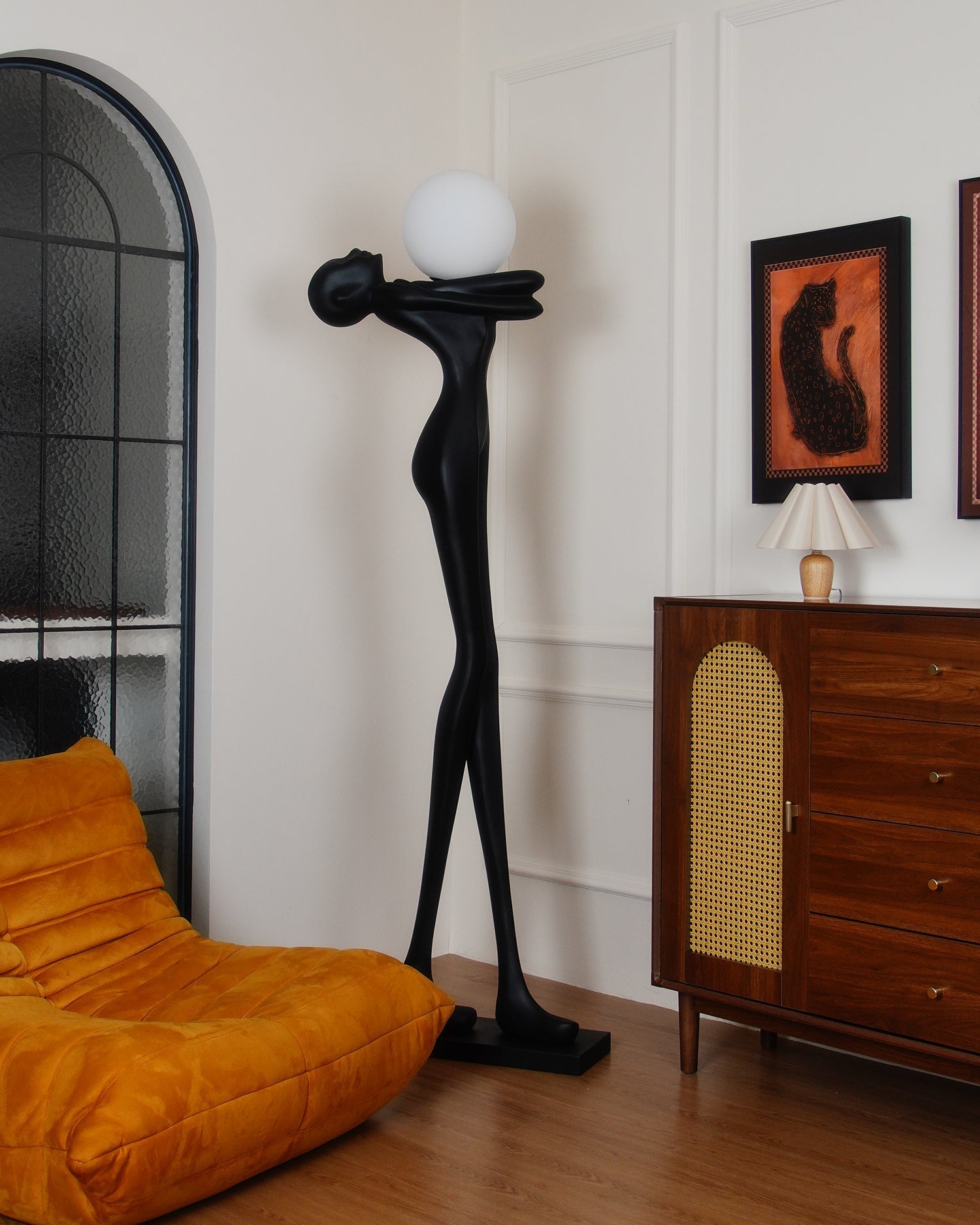 Ersolion Sculptural Fiberglass Floor Lamp-Neutral Decor