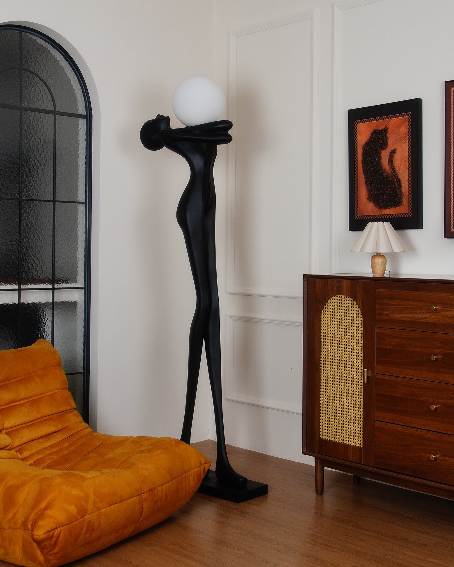 Ersolion Sculptural Fiberglass Floor Lamp-Neutral Decor