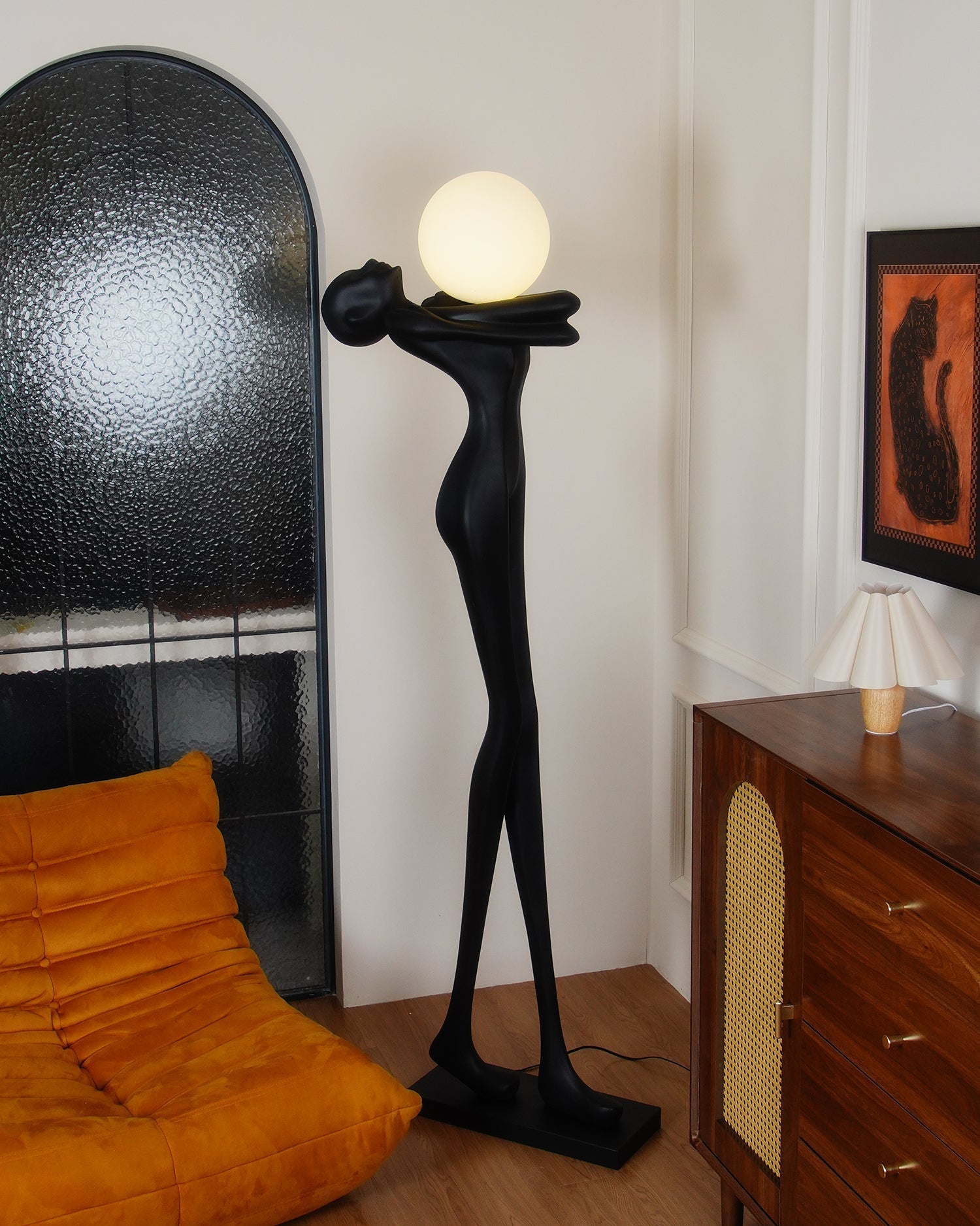 Ersolion Sculptural Fiberglass Floor Lamp-Neutral Decor