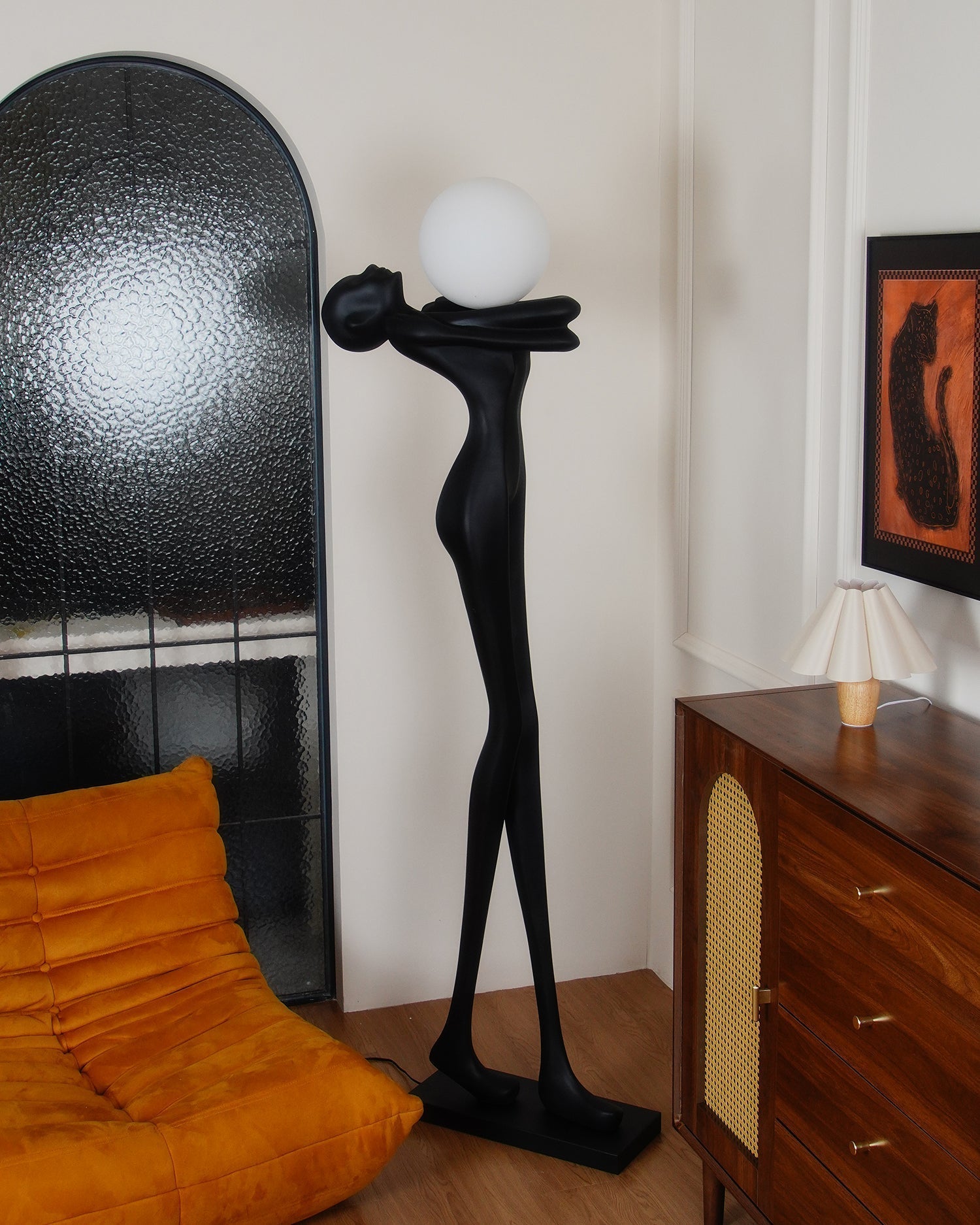 Ersolion Sculptural Fiberglass Floor Lamp-Neutral Decor