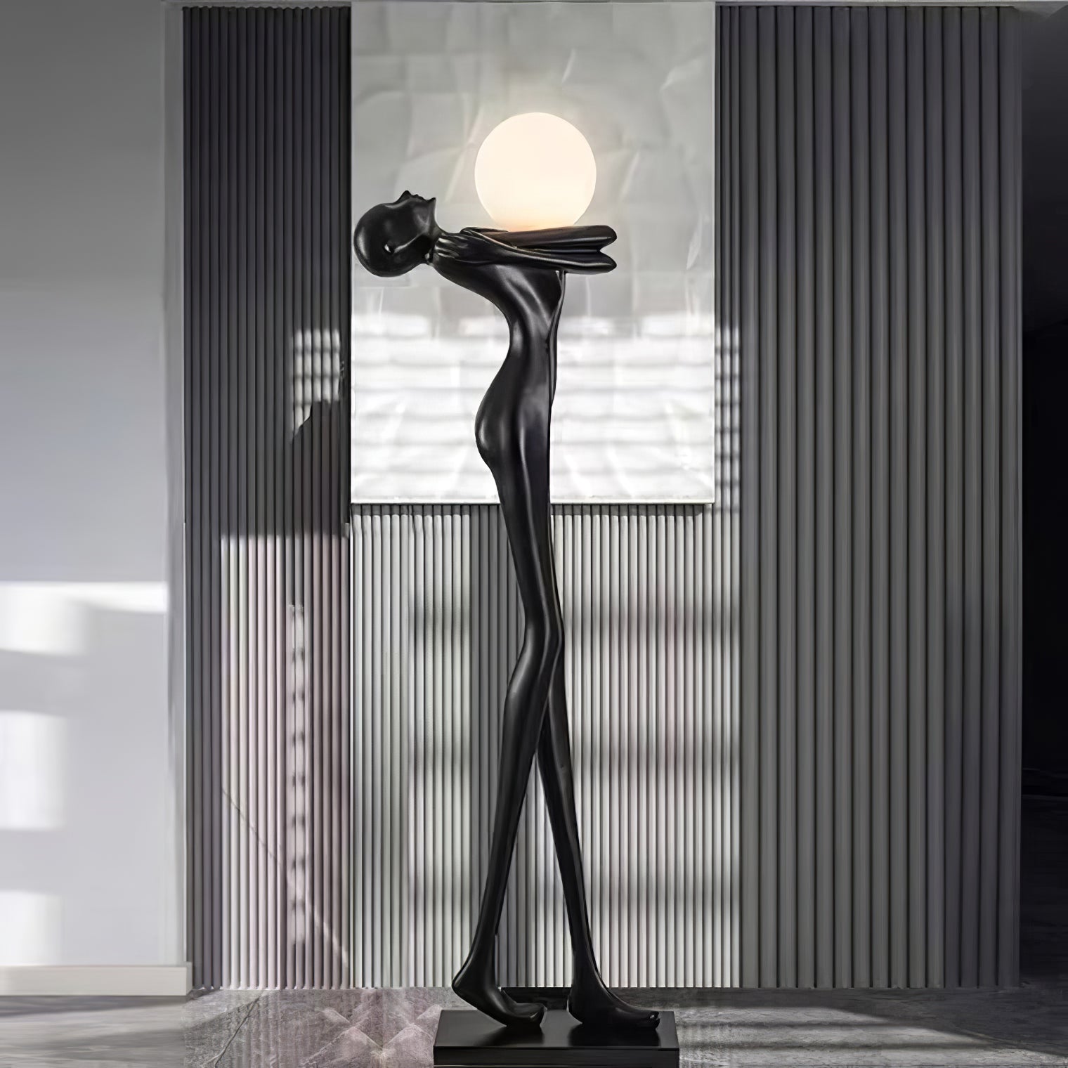 Ersolion Sculptural Fiberglass Floor Lamp-Neutral Decor