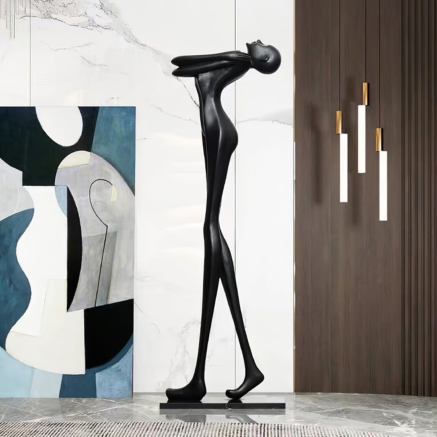Ersolion Sculptural Fiberglass Floor Lamp-Neutral Decor