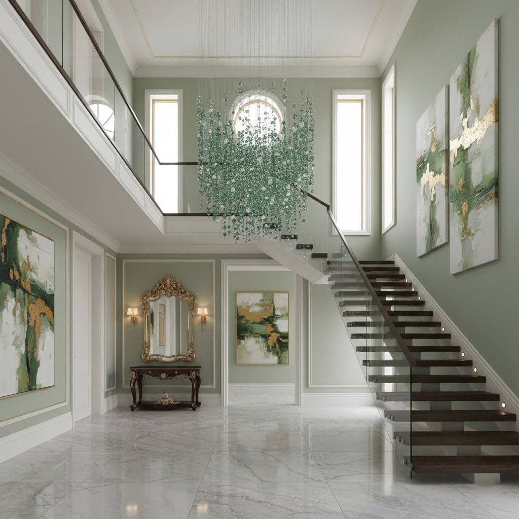 Emerald Rainfall Crystal Customize Chandelier-Neutral Decor