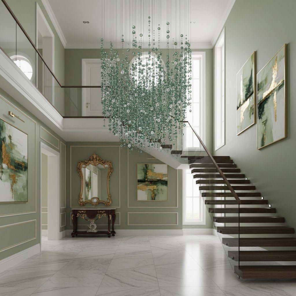 Emerald Rainfall Crystal Customize Chandelier-Neutral Decor