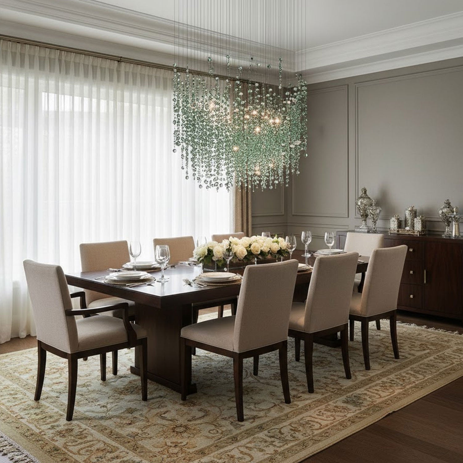 Emerald Rainfall Crystal Customize Chandelier-Neutral Decor