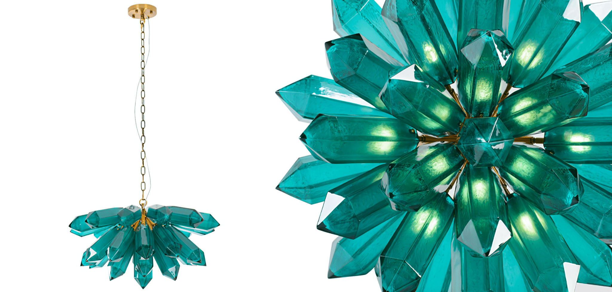 Aurora Chandelier Emerald Crystal Starburst Gold-Neutral Decor