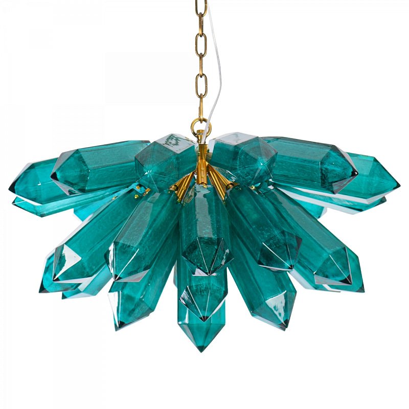 Aurora Chandelier Emerald Crystal Starburst Gold-Neutral Decor