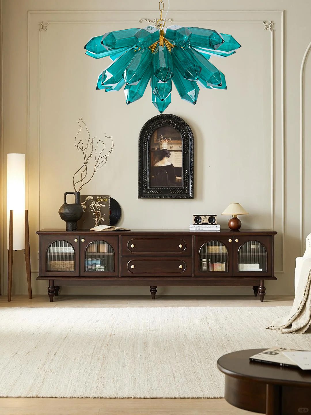 Aurora Chandelier Emerald Crystal Starburst Gold-Neutral Decor