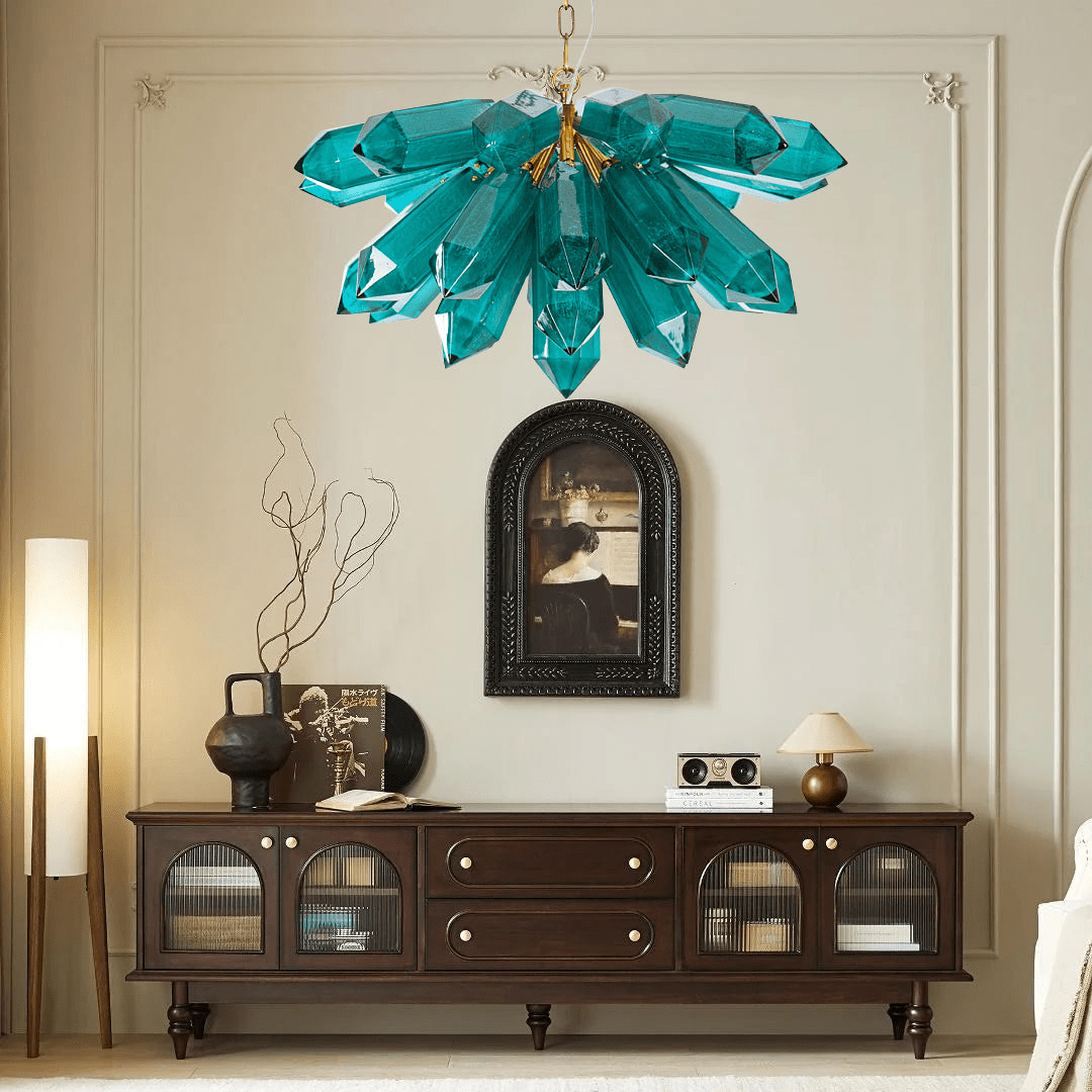 Aurora Chandelier Emerald Crystal Starburst Gold-Neutral Decor