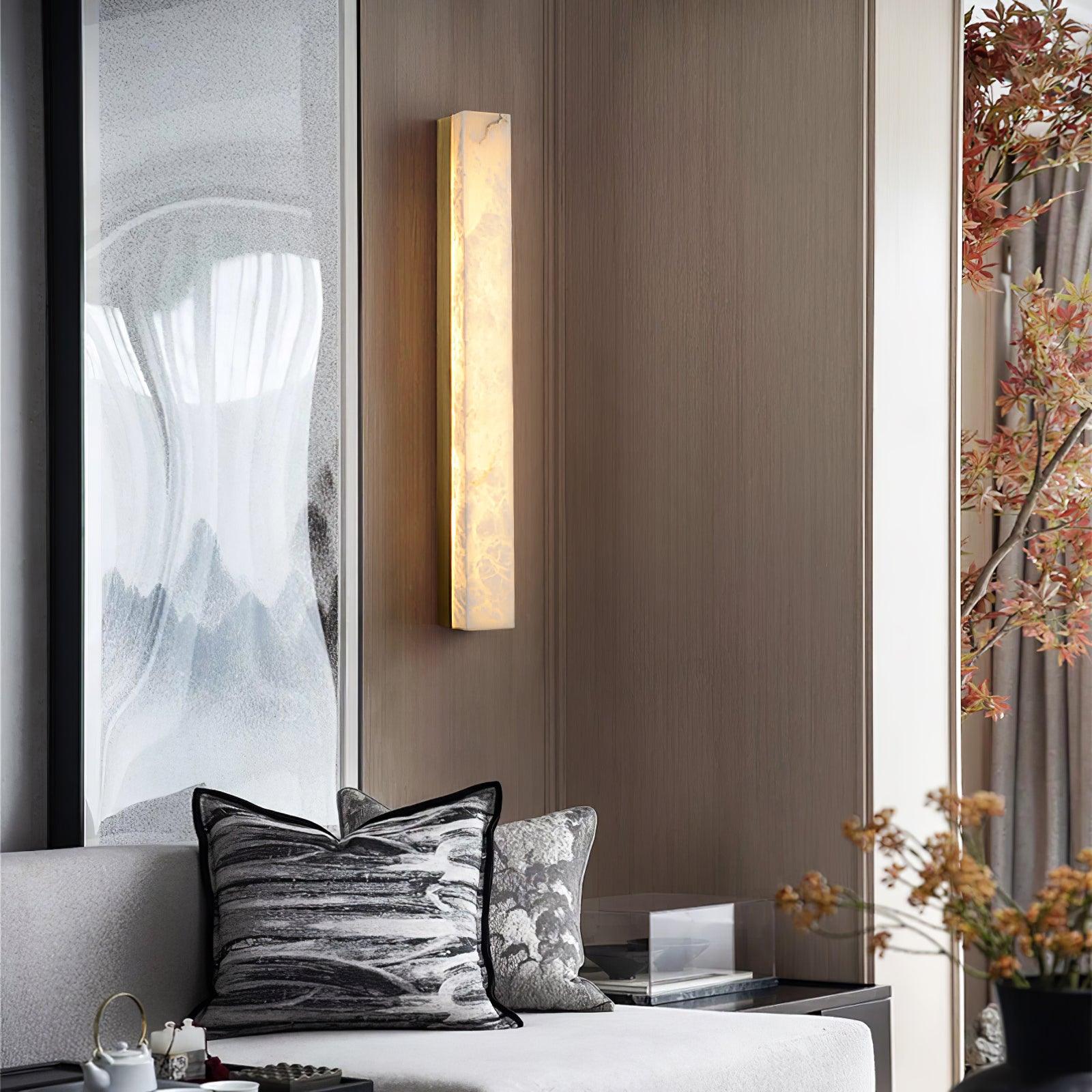 Quill Brass Alabaster Wall Lamp-Neutral Decor