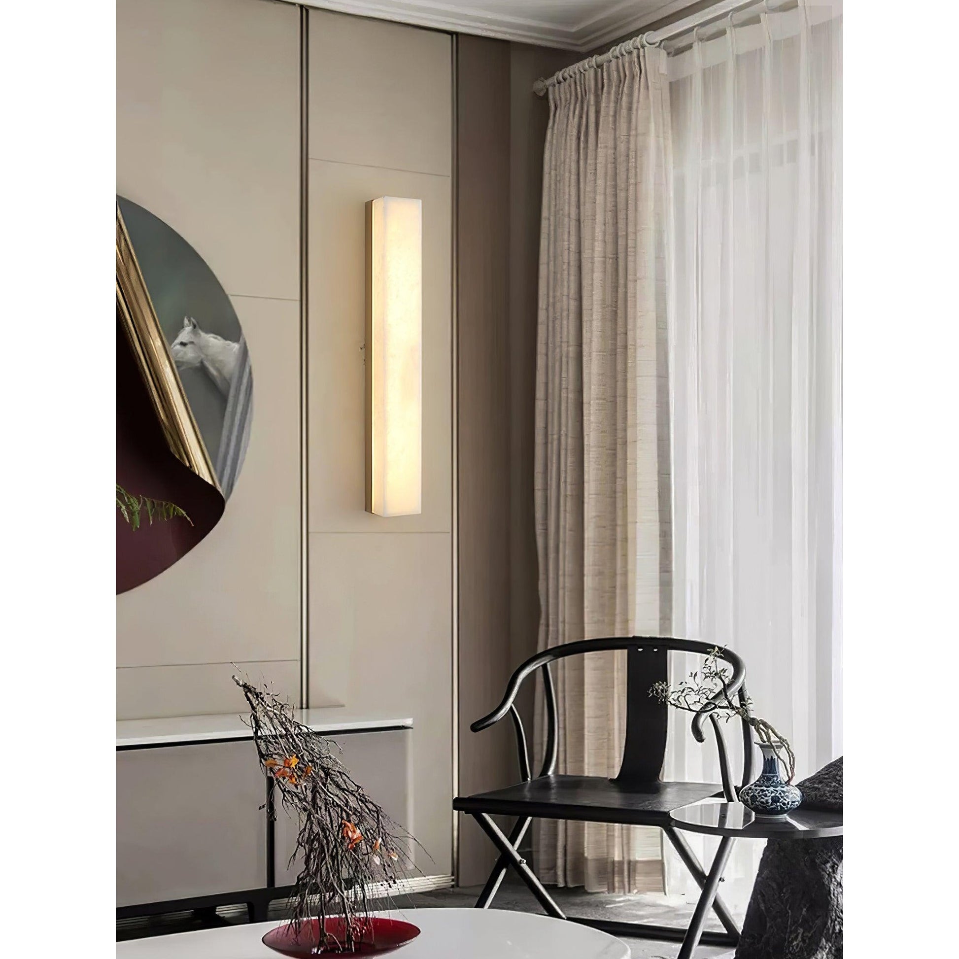 Quill Brass Alabaster Wall Lamp-Neutral Decor