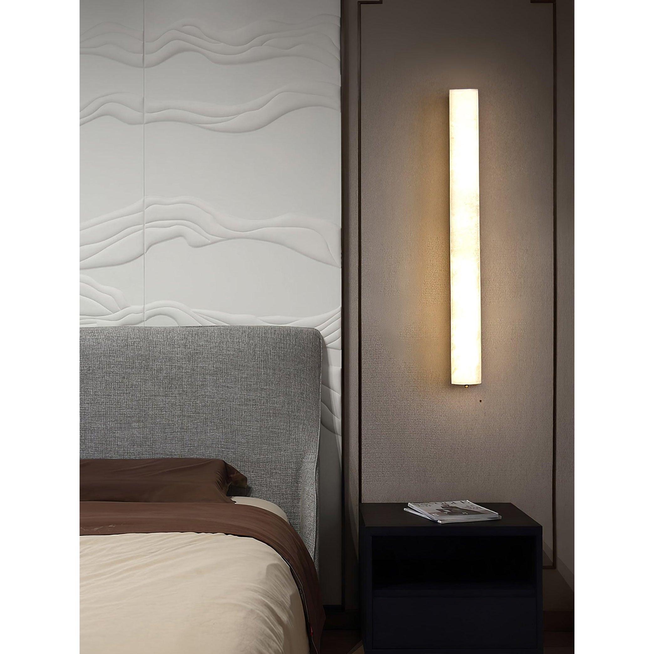 Quill Brass Alabaster Wall Lamp-Neutral Decor
