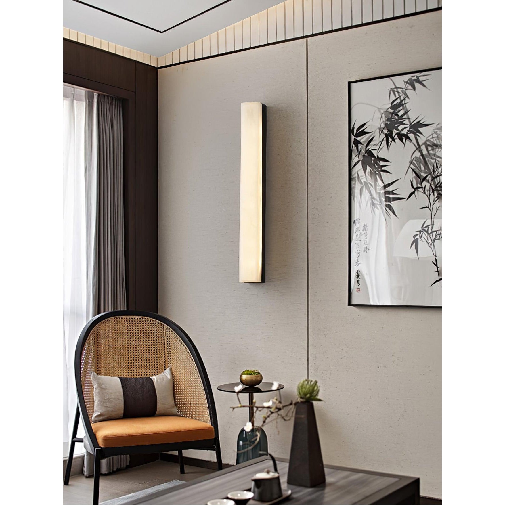 Quill Brass Alabaster Wall Lamp-Neutral Decor