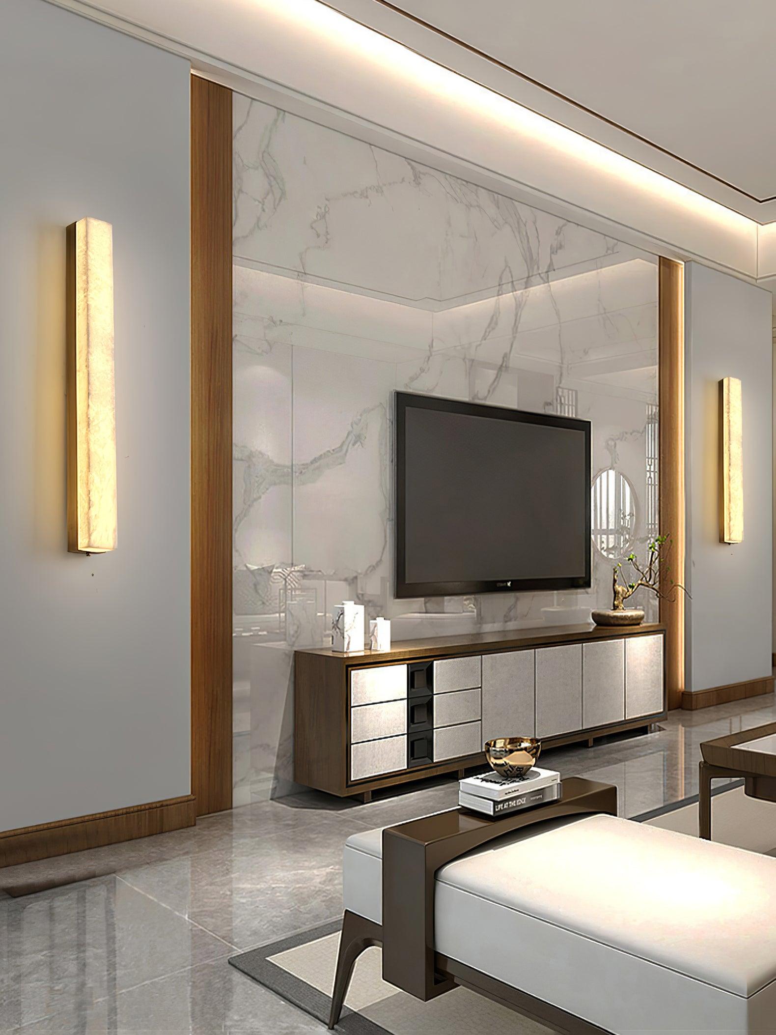 Elem Minimalist Alabaster Wall Lamp Rectangular-Neutral Decor