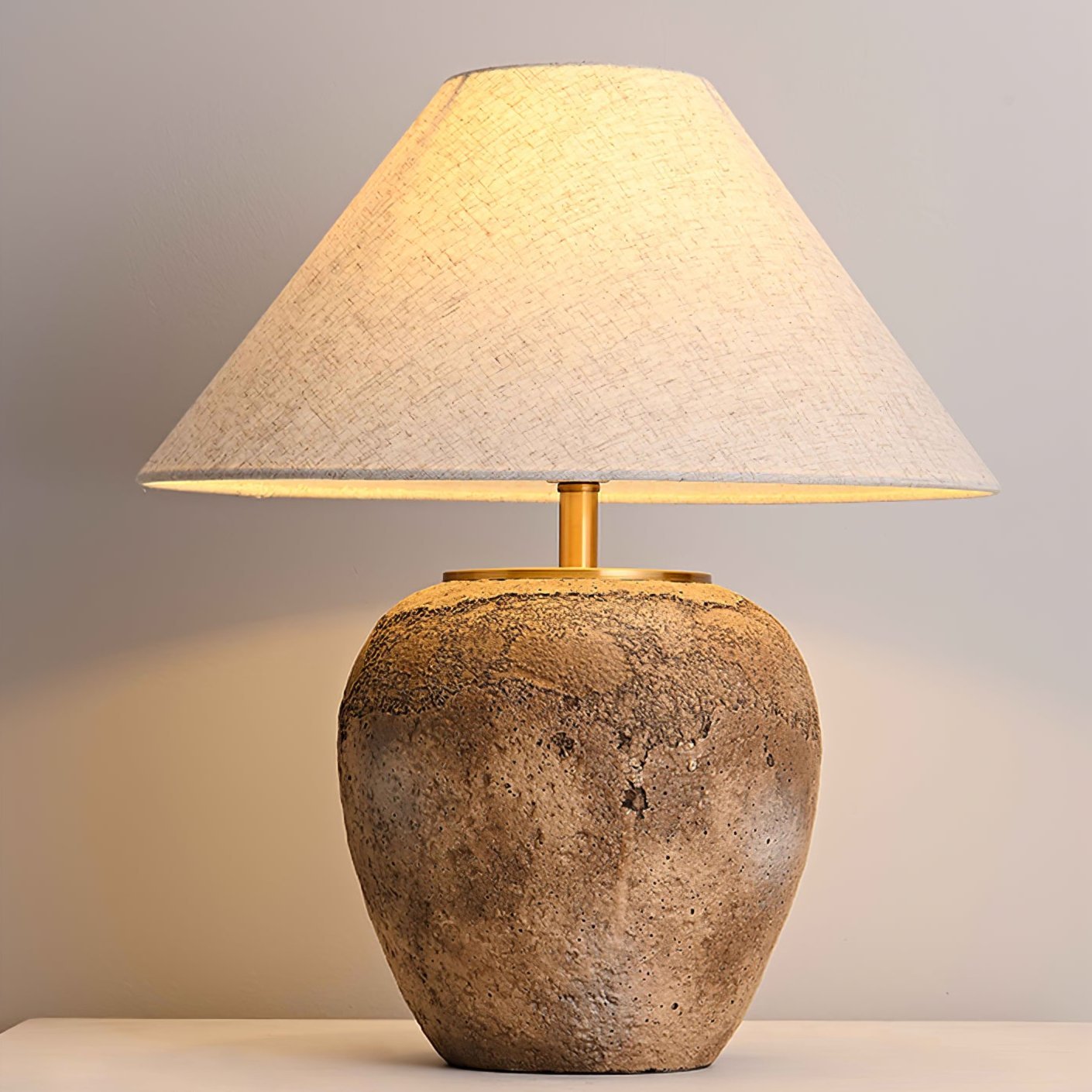 Terrava Rustic Ceramics Table Lamp-Neutral Decor