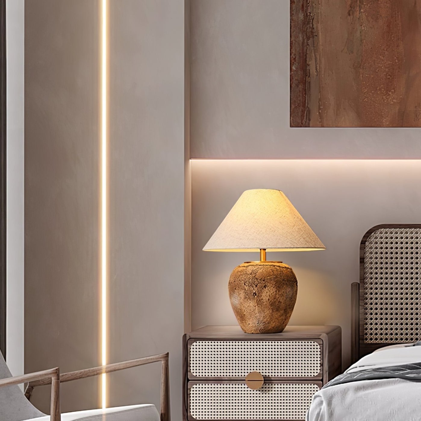 Terrava Rustic Ceramics Table Lamp-Neutral Decor