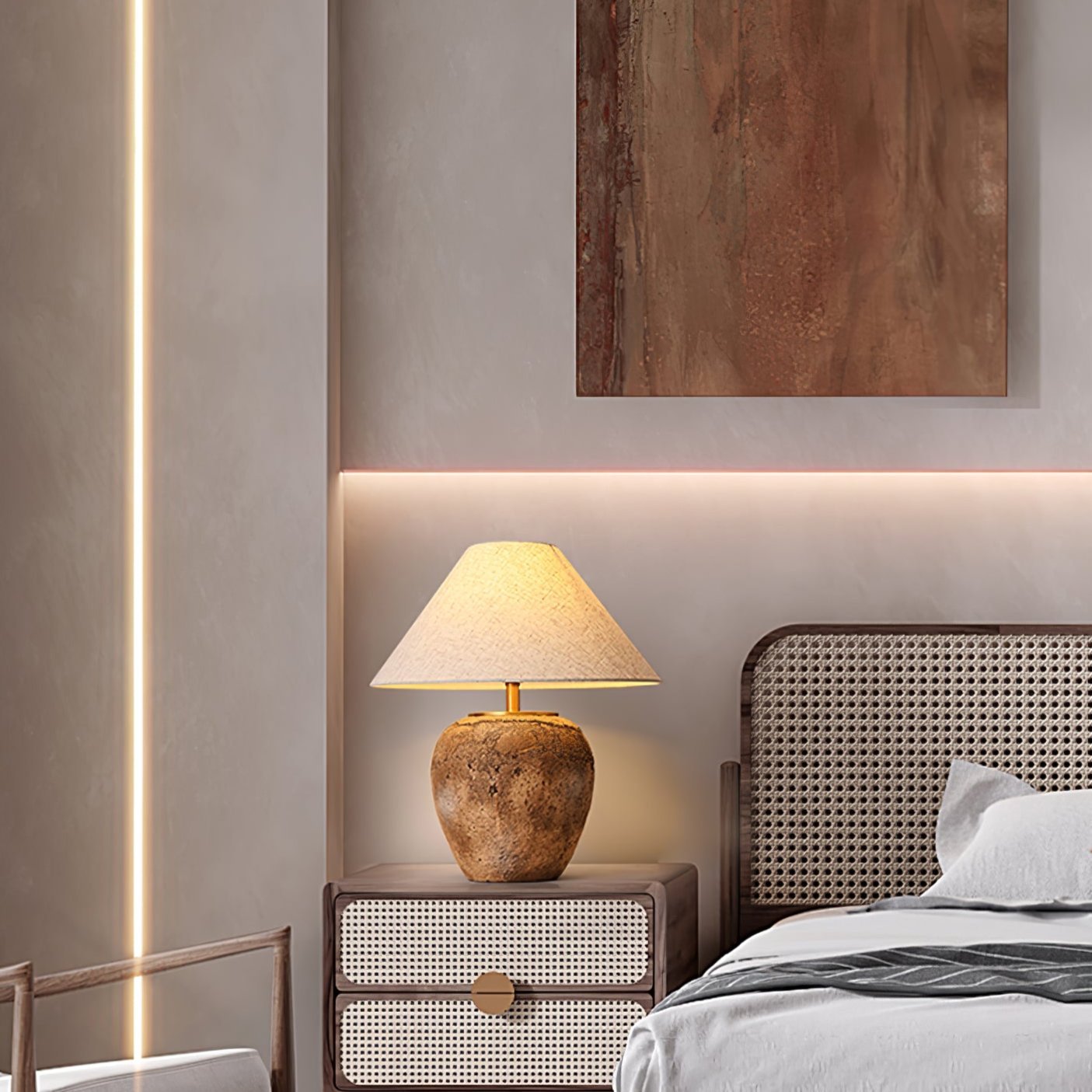 Terrava Rustic Ceramics Table Lamp-Neutral Decor