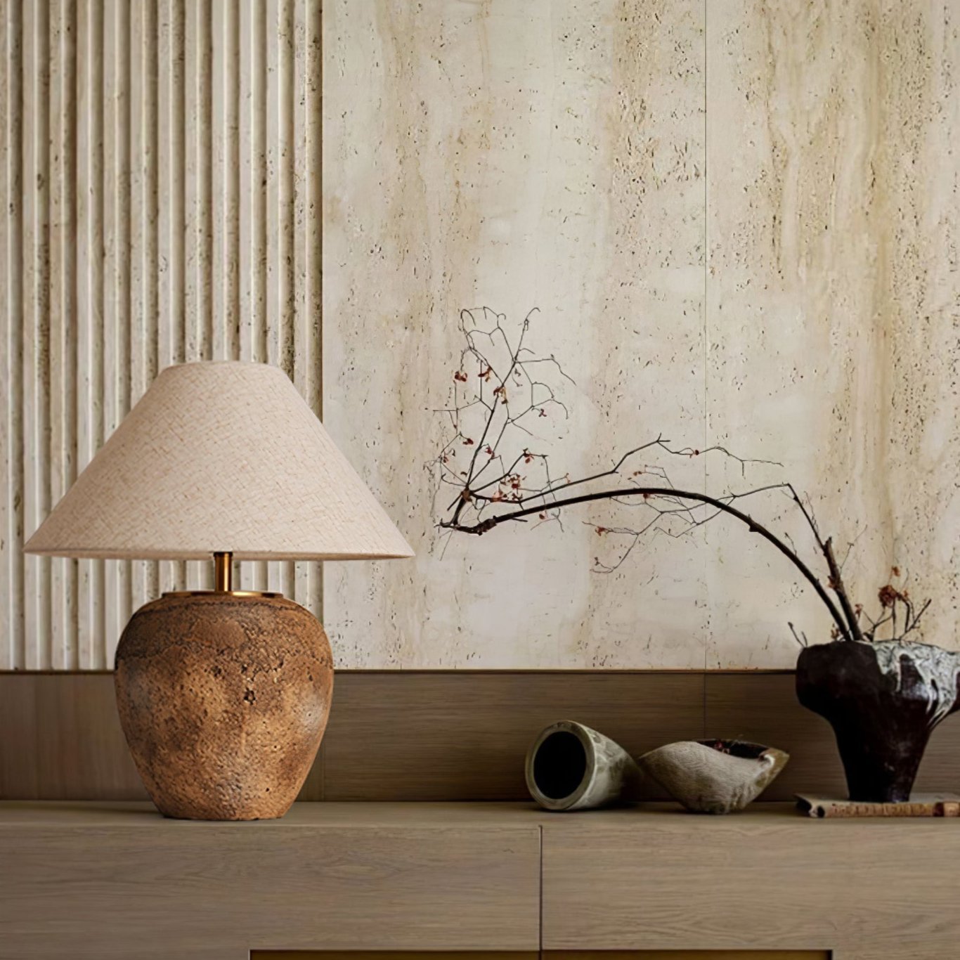 Terrava Rustic Ceramics Table Lamp-Neutral Decor