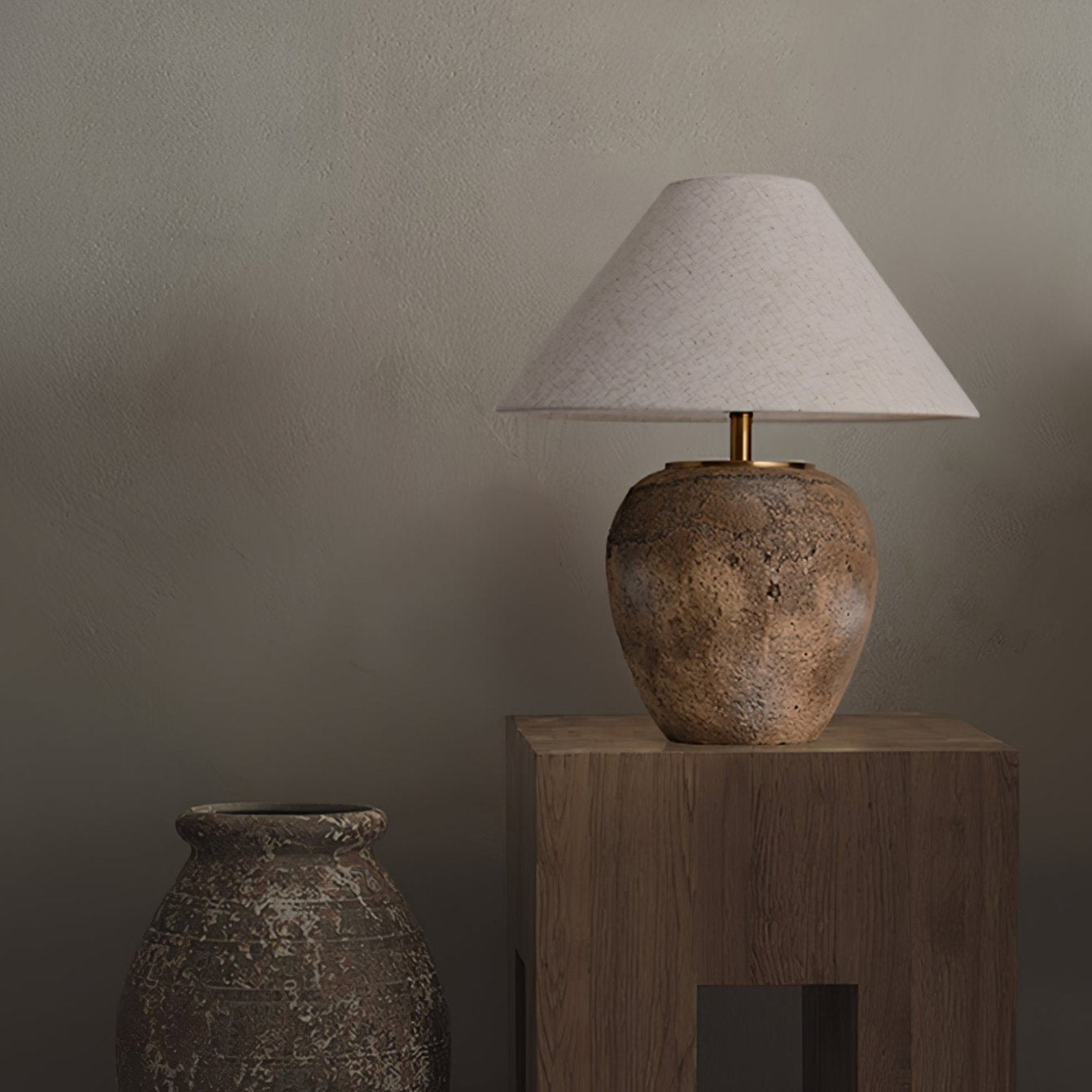 Terrava Rustic Ceramics Table Lamp-Neutral Decor