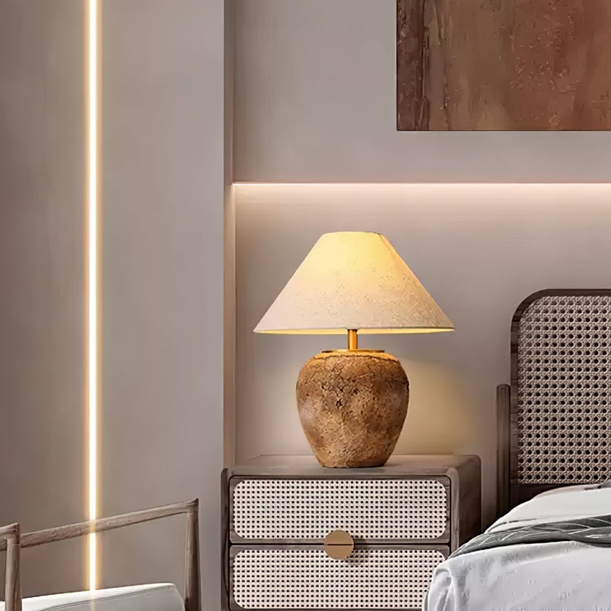 Terrava Rustic Ceramics Table Lamp-Neutral Decor