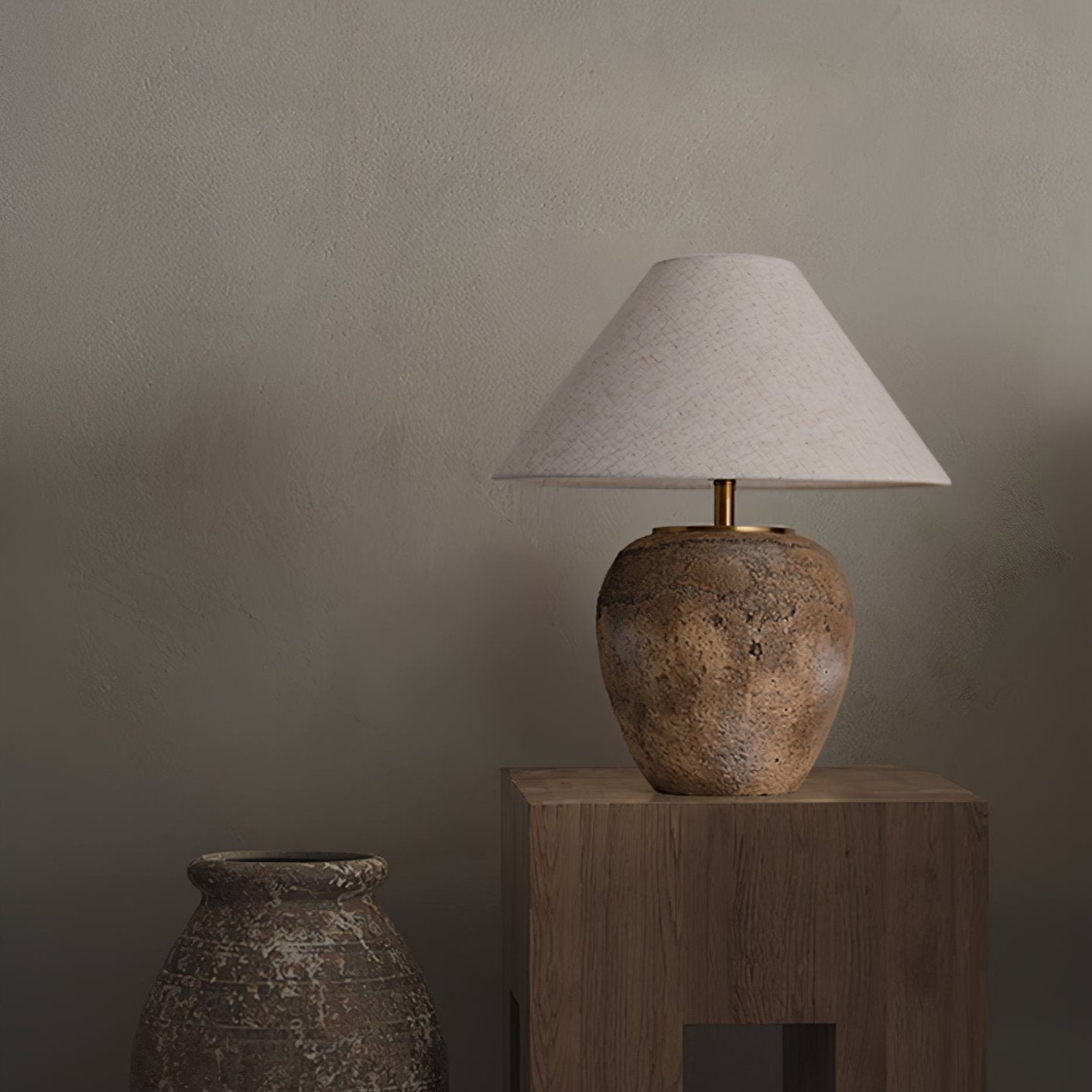 Terrava Rustic Ceramics Table Lamp-Neutral Decor