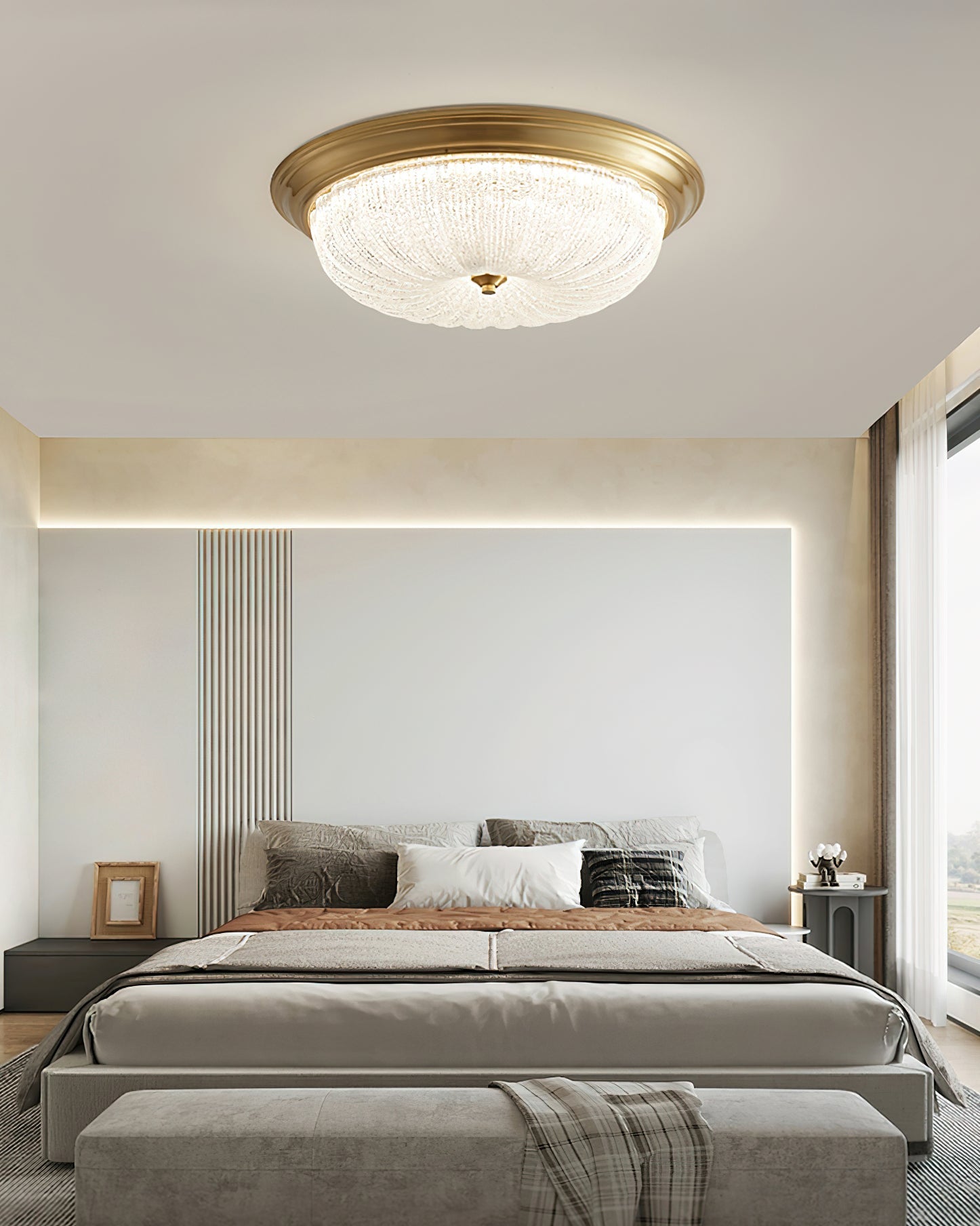 Nyrinis Traditional Classic Brass Glass Ceiling Light-Neutral Decor