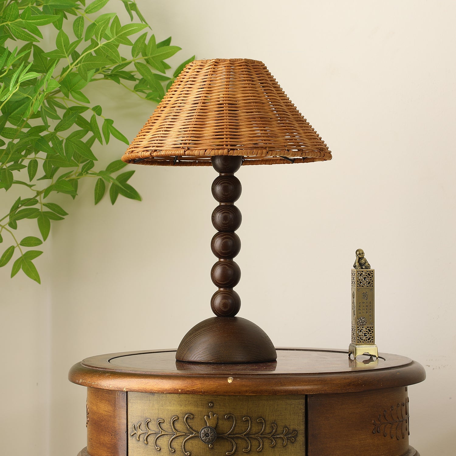 Auroran Wood & Rattan Table Lamp-Neutral Decor