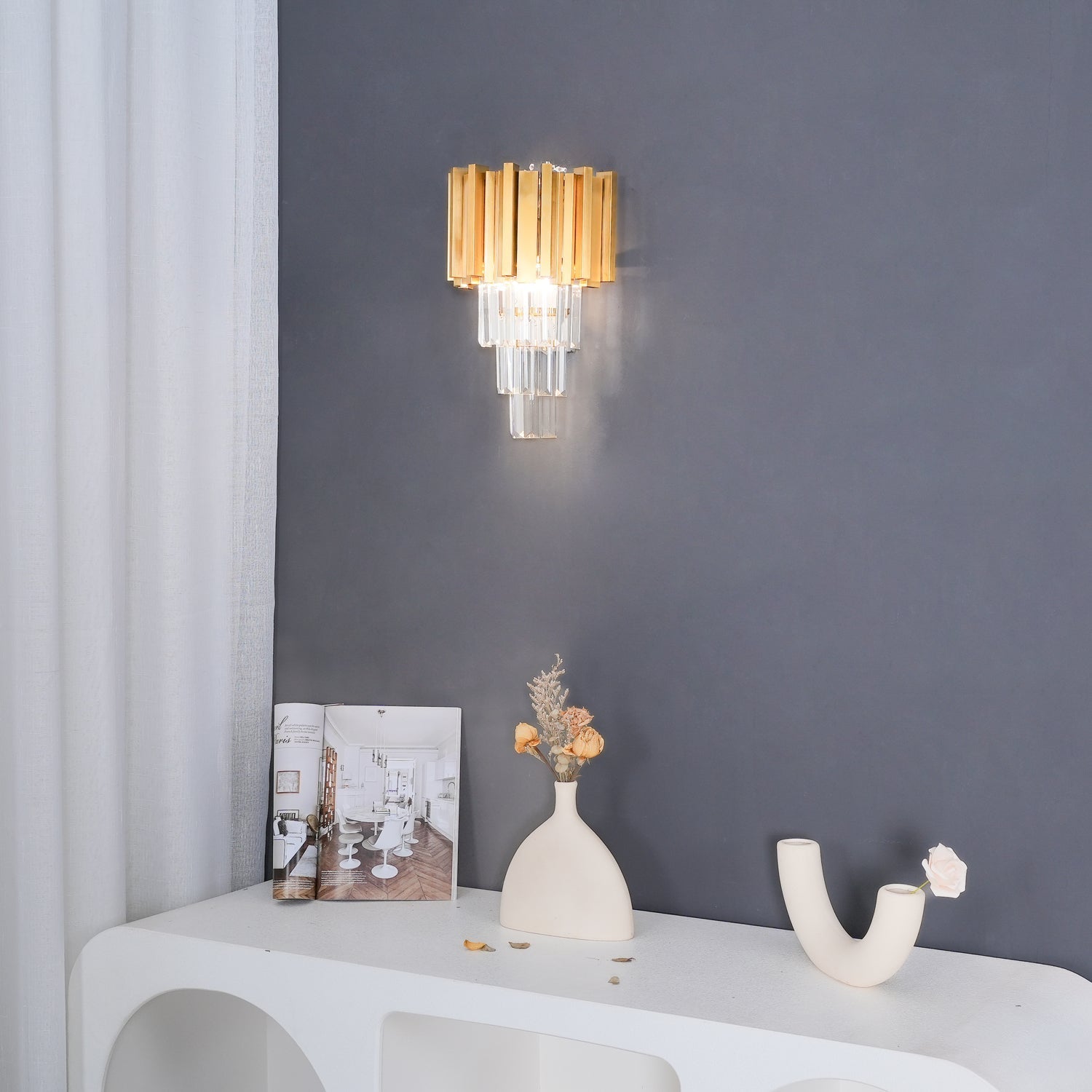 Vevyniel Postmodern Luxury Empire Crystal Wall Lamp-Neutral Decor