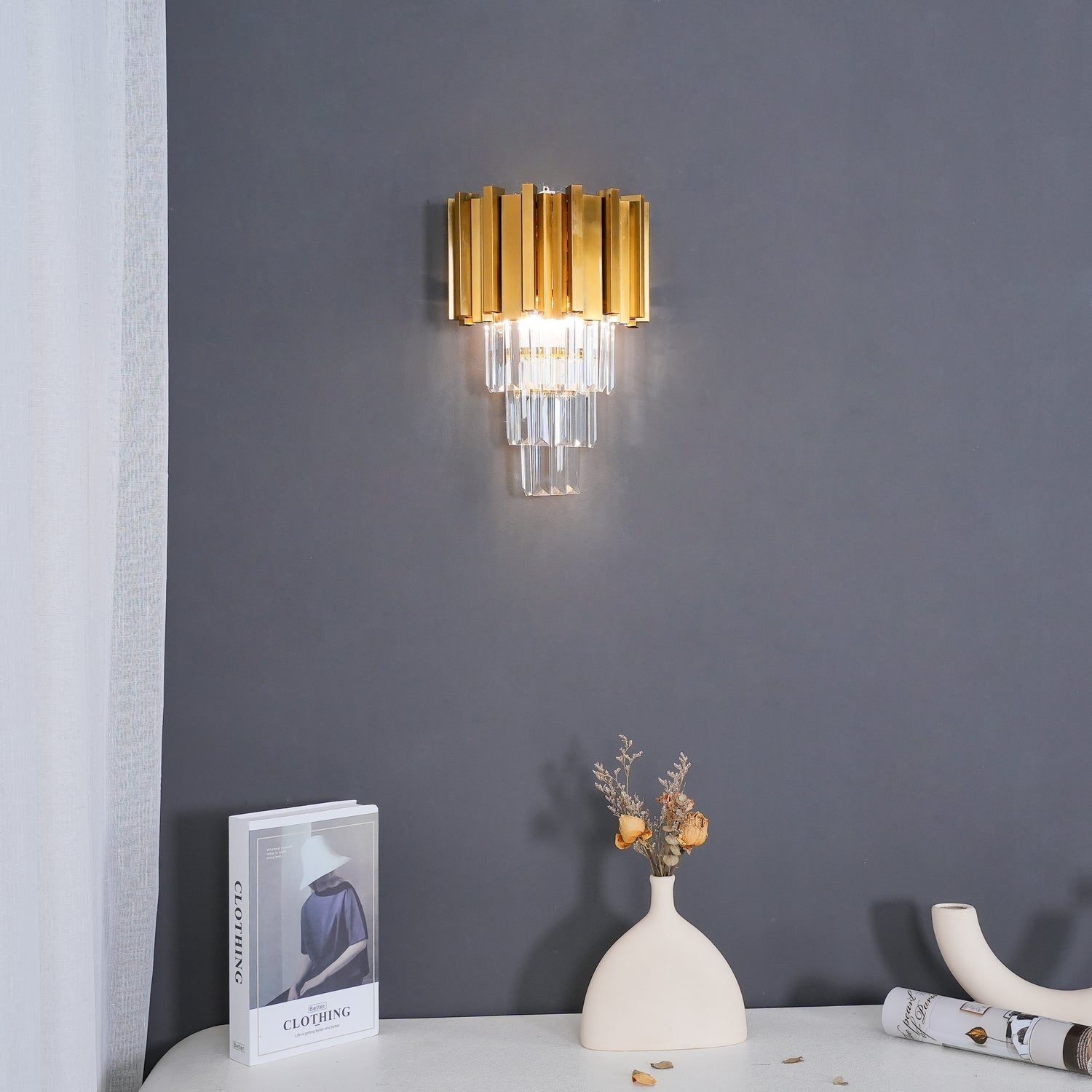Vevyniel Postmodern Luxury Empire Crystal Wall Lamp-Neutral Decor