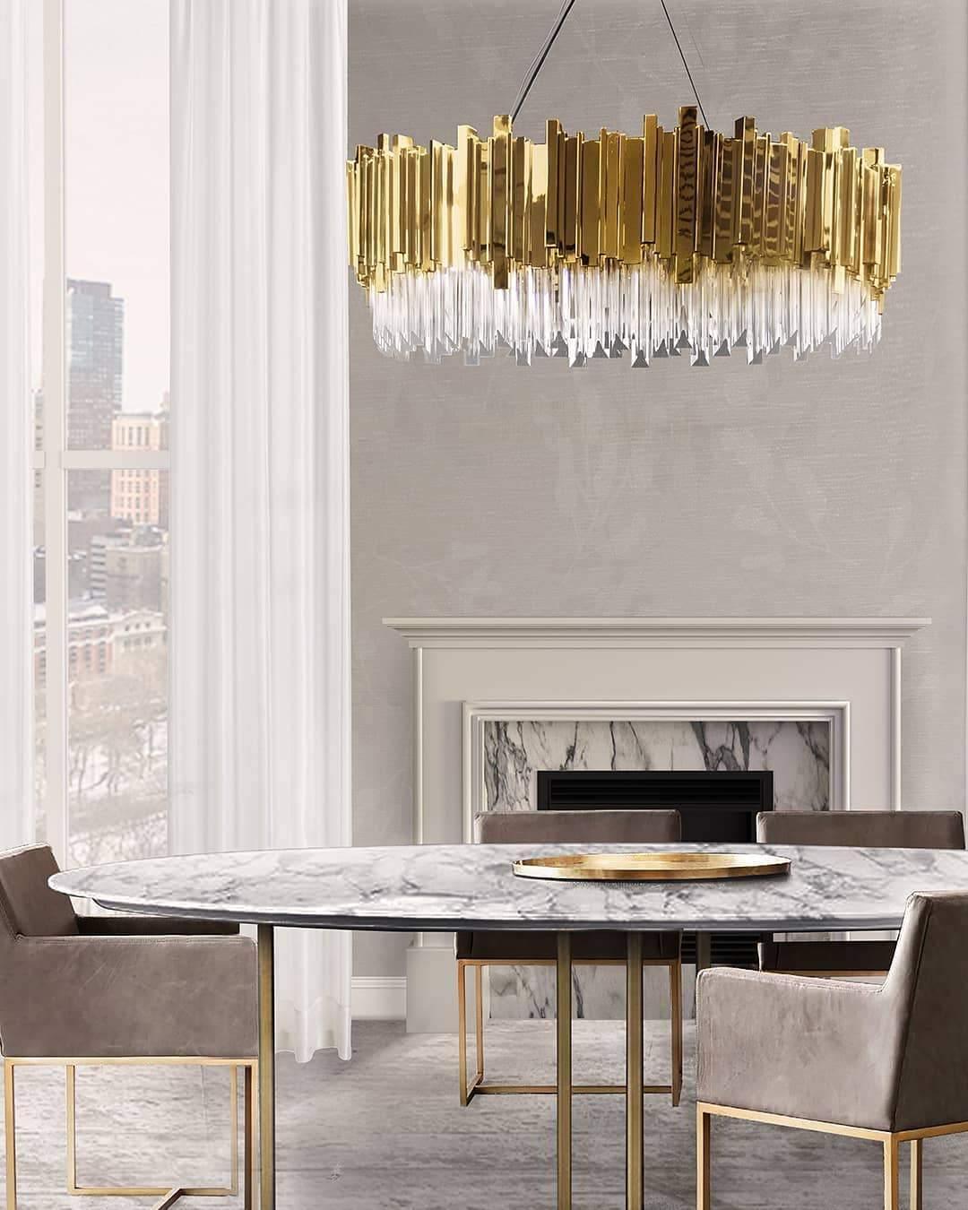 Avenu Chandelier Gold Crystal Golden-Neutral Decor