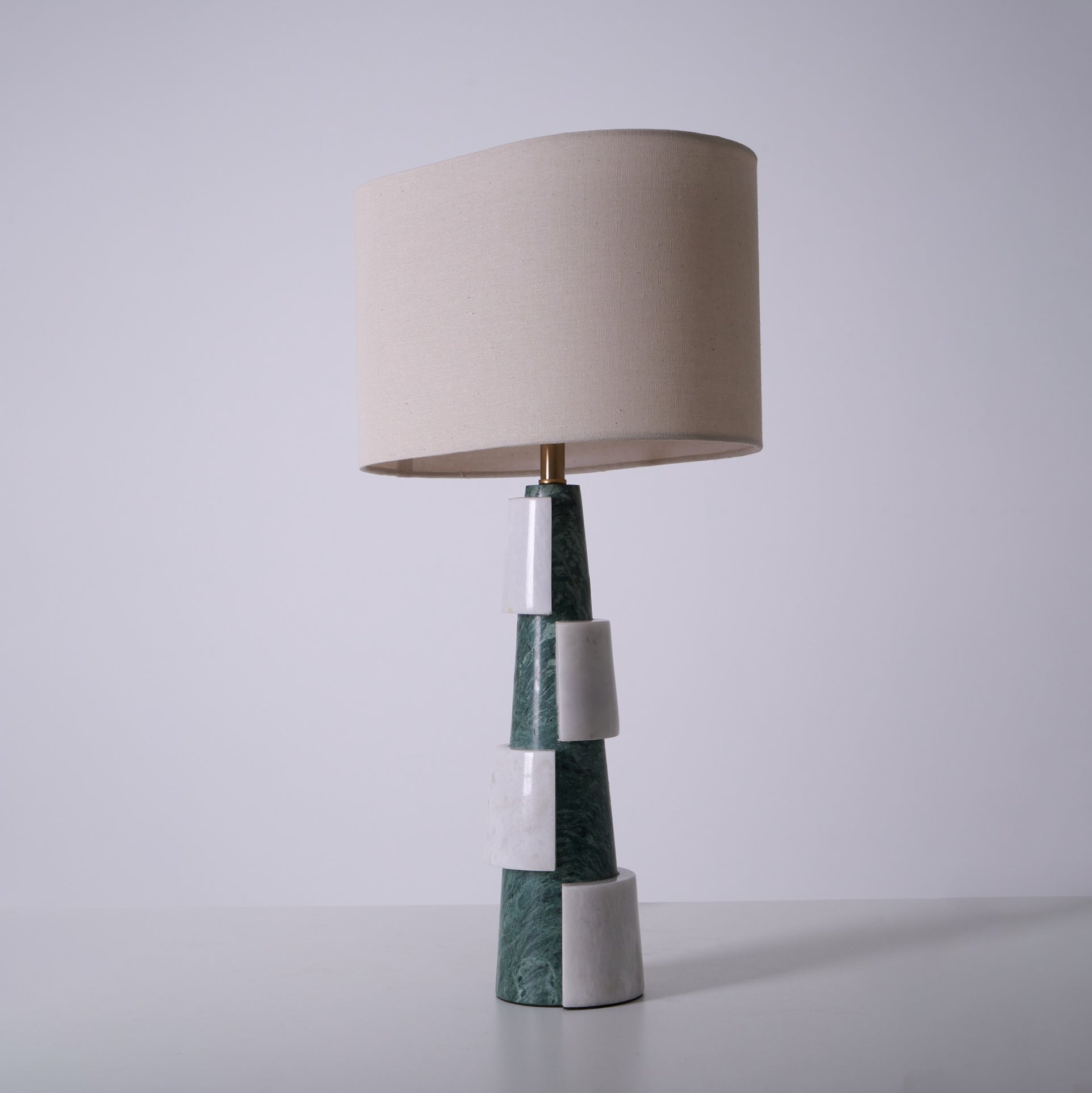 Obelisk Stacked Marble Table Lamp-Neutral Decor