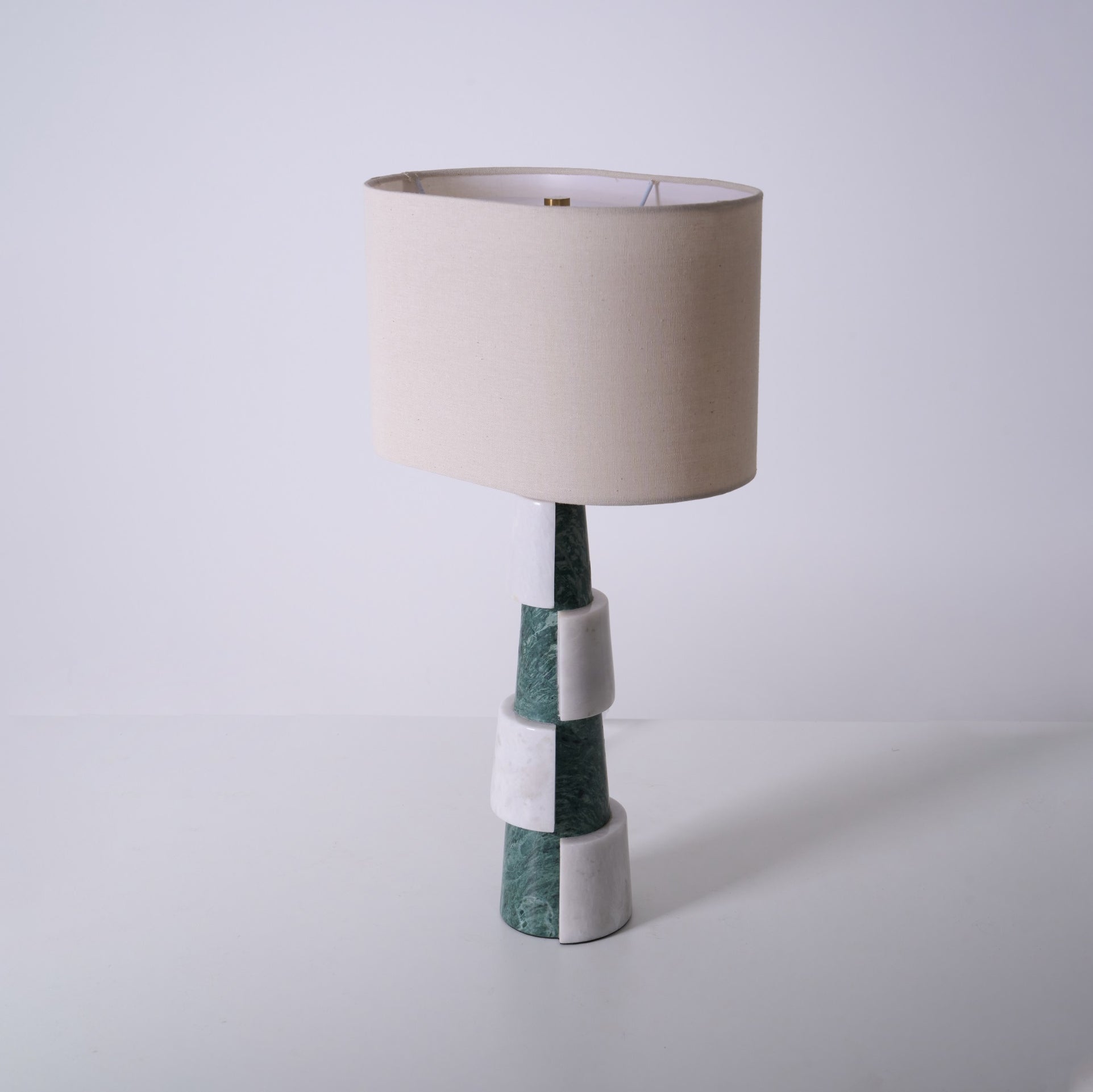 Obelisk Stacked Marble Table Lamp-Neutral Decor